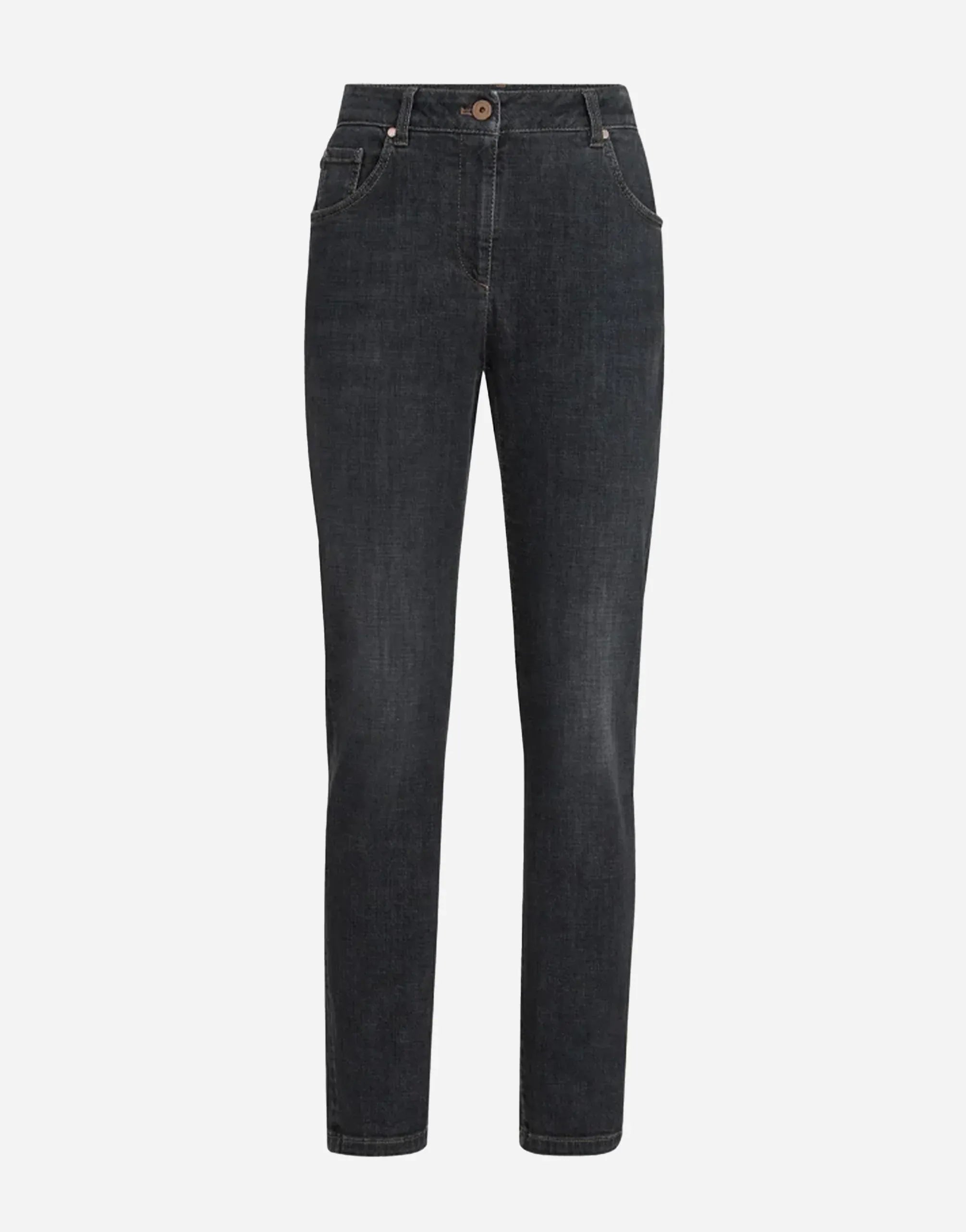 Brunello Cucinelli Dark Grey Stretch Denim Slim Jeans