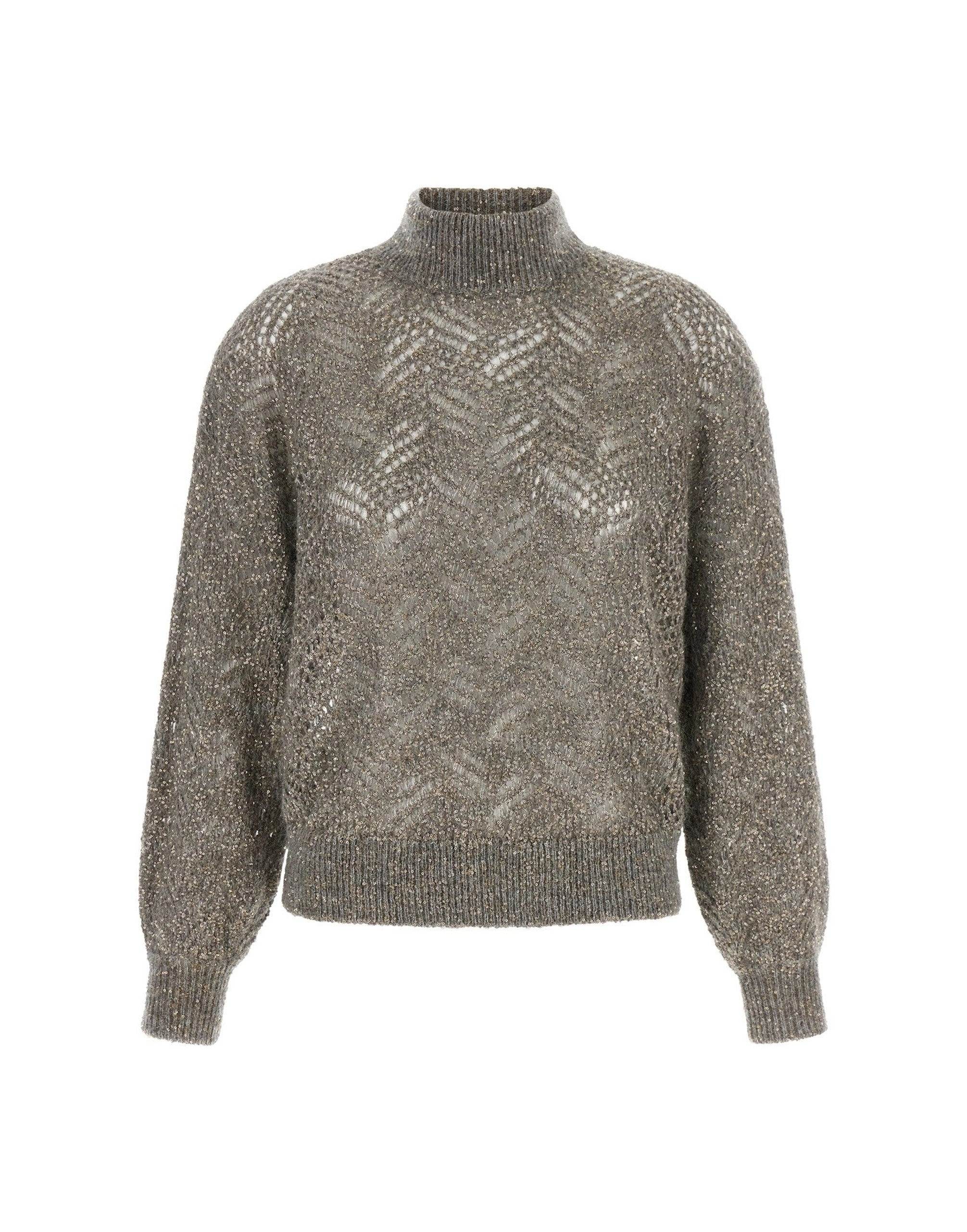 Brunello Cucinelli 눈부신 추상 잎사귀 스웨터