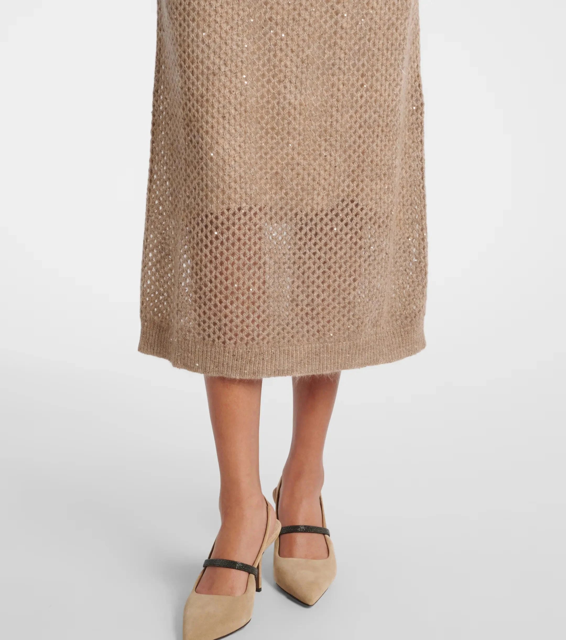 Brunello Cucinelli Dazzling Belted Midi Dress