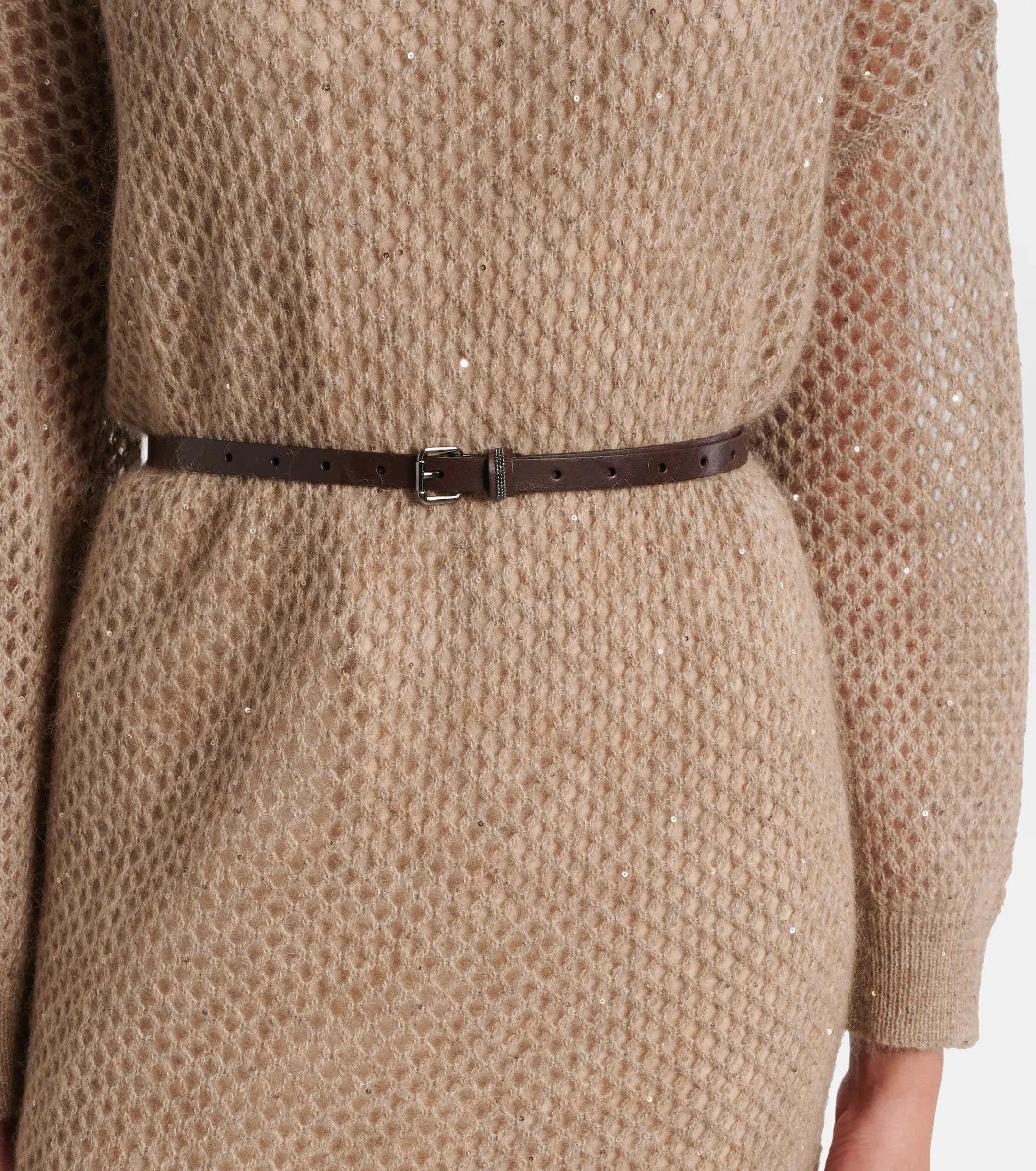 Brunello Cucinelli Dazzling Belted Midi Dress