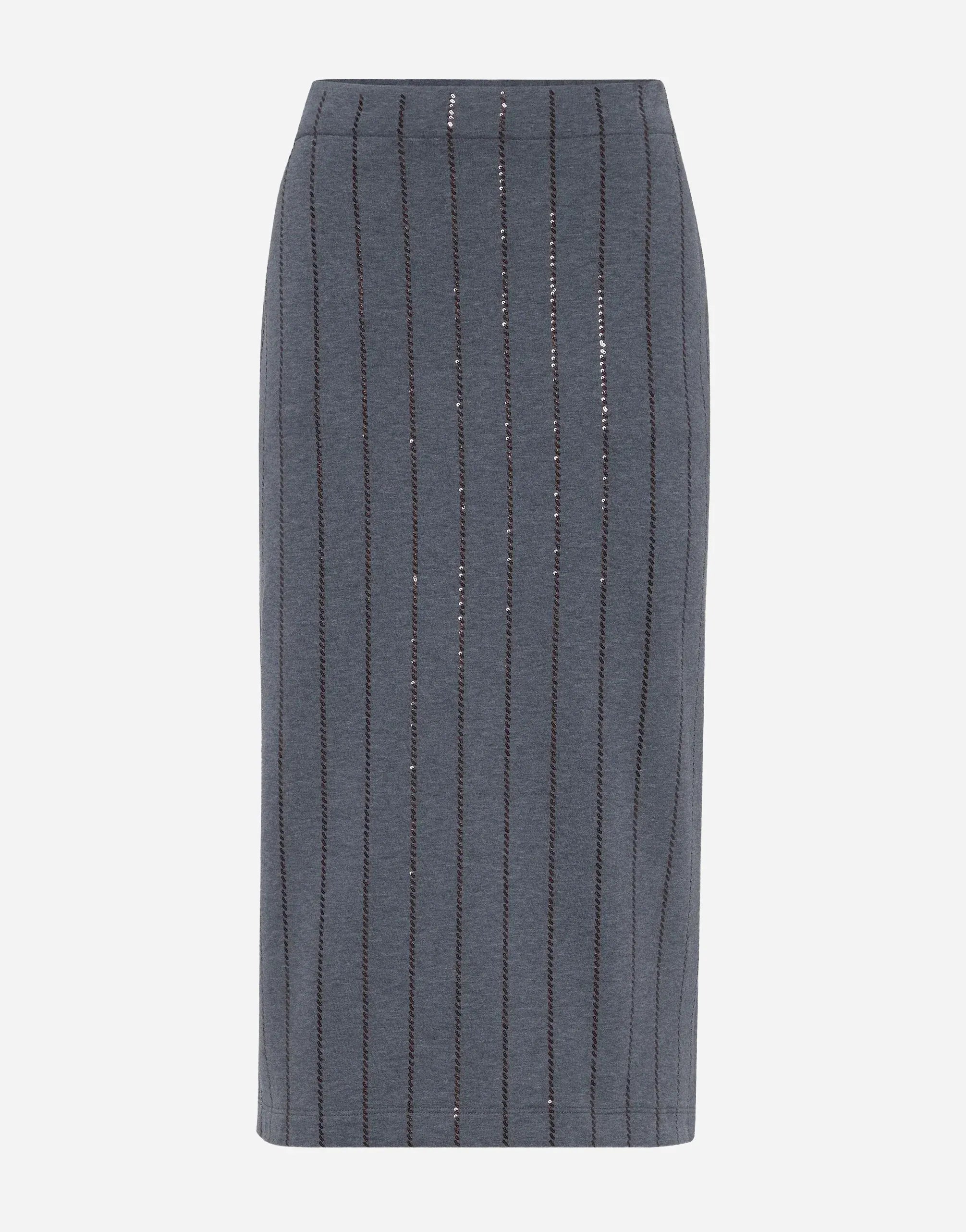 Brunello Cucinelli Dazzling Chalk Stripe Midi Skirt