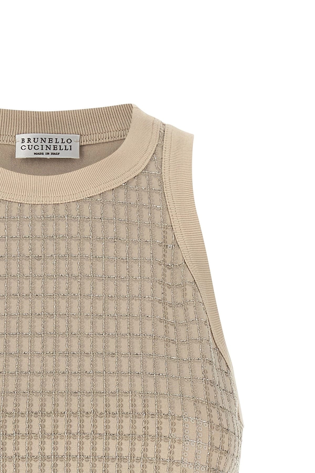 Brunello Cucinelli Brunello Cucinelli Dazzling Check Embroidery Top
