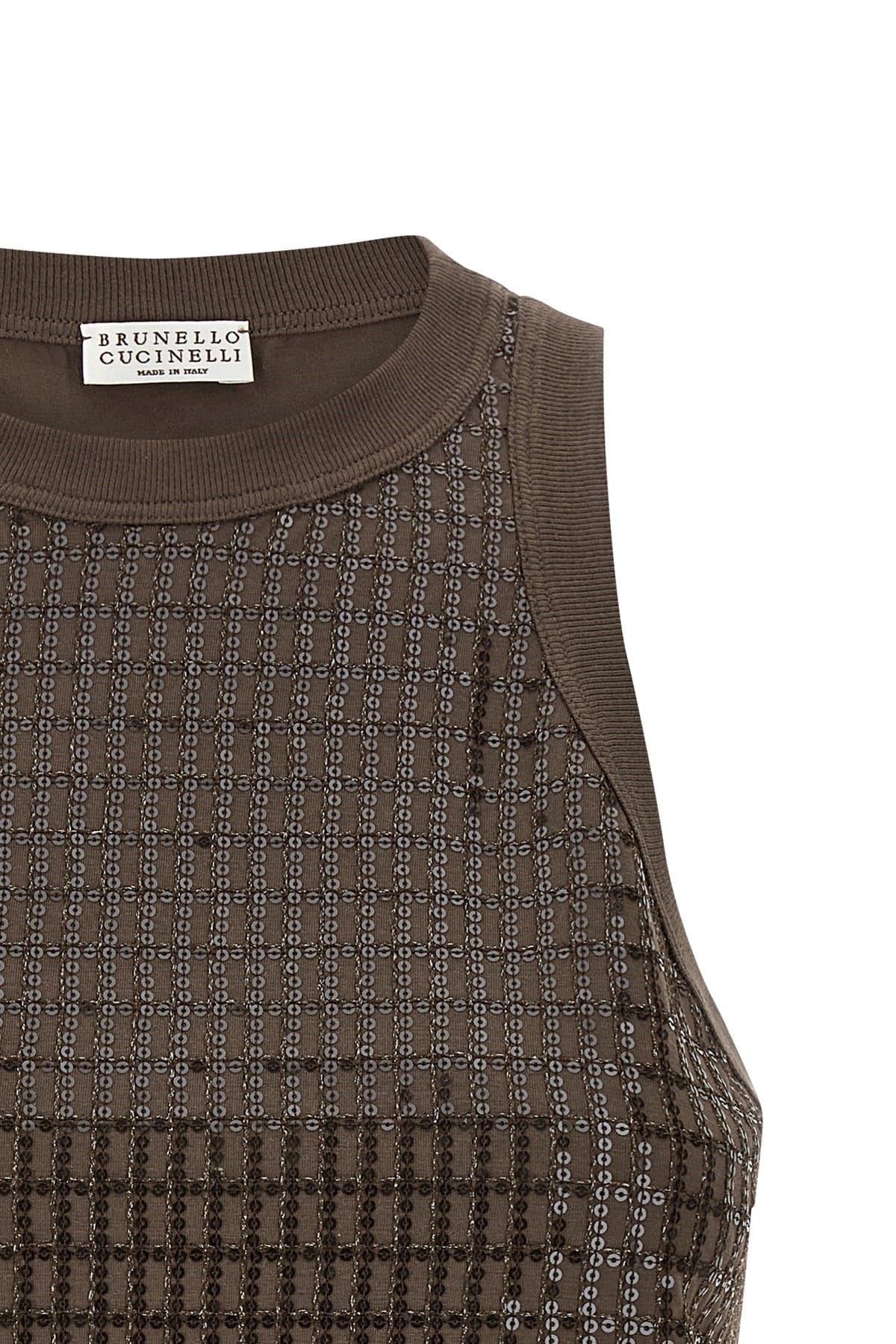 Brunello Cucinelli Brunello Cucinelli Dazzling Check Embroidery Top