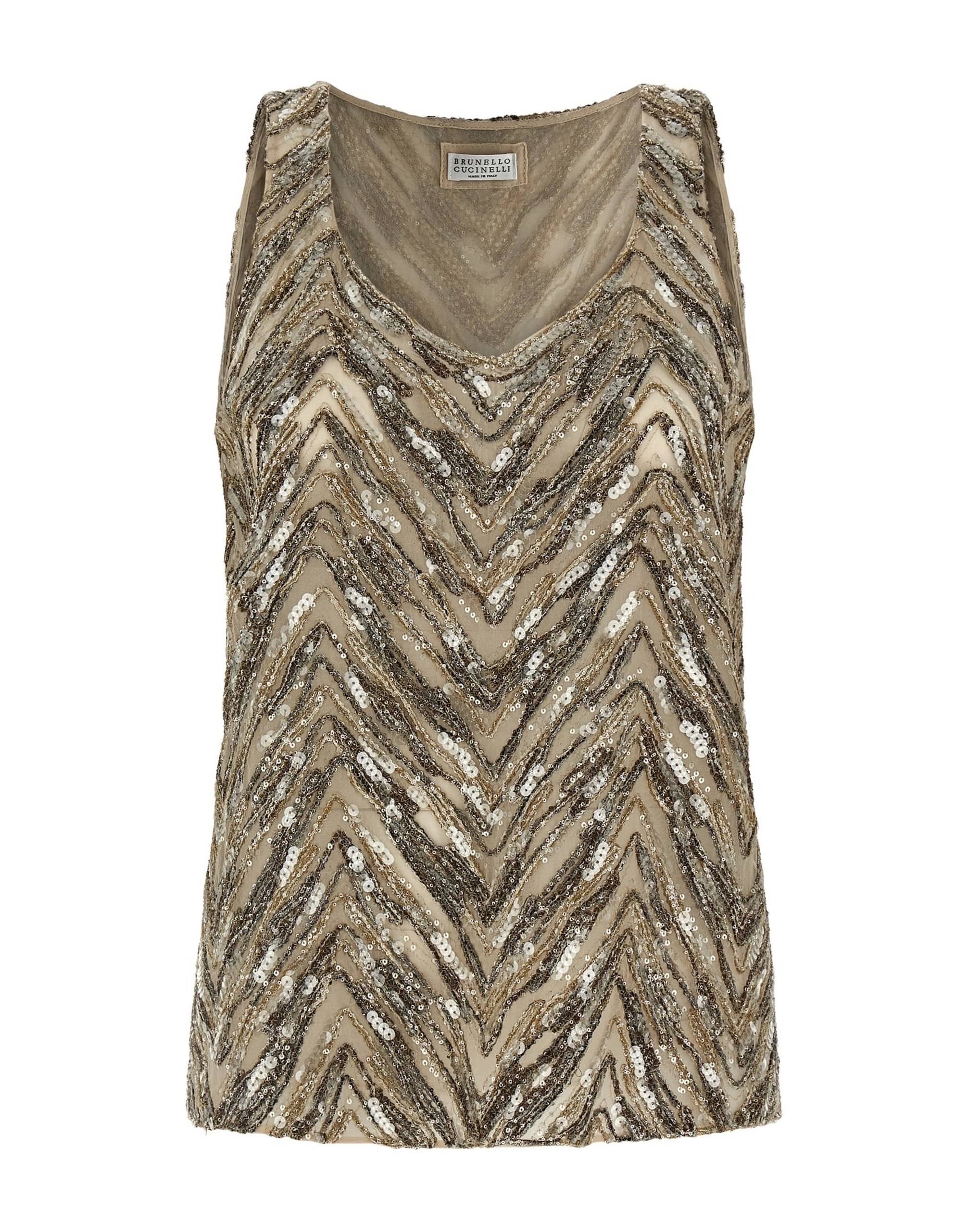 Brunello Cucinelli Brunello Cucinelli Dazzling Chevron Embroidery Top