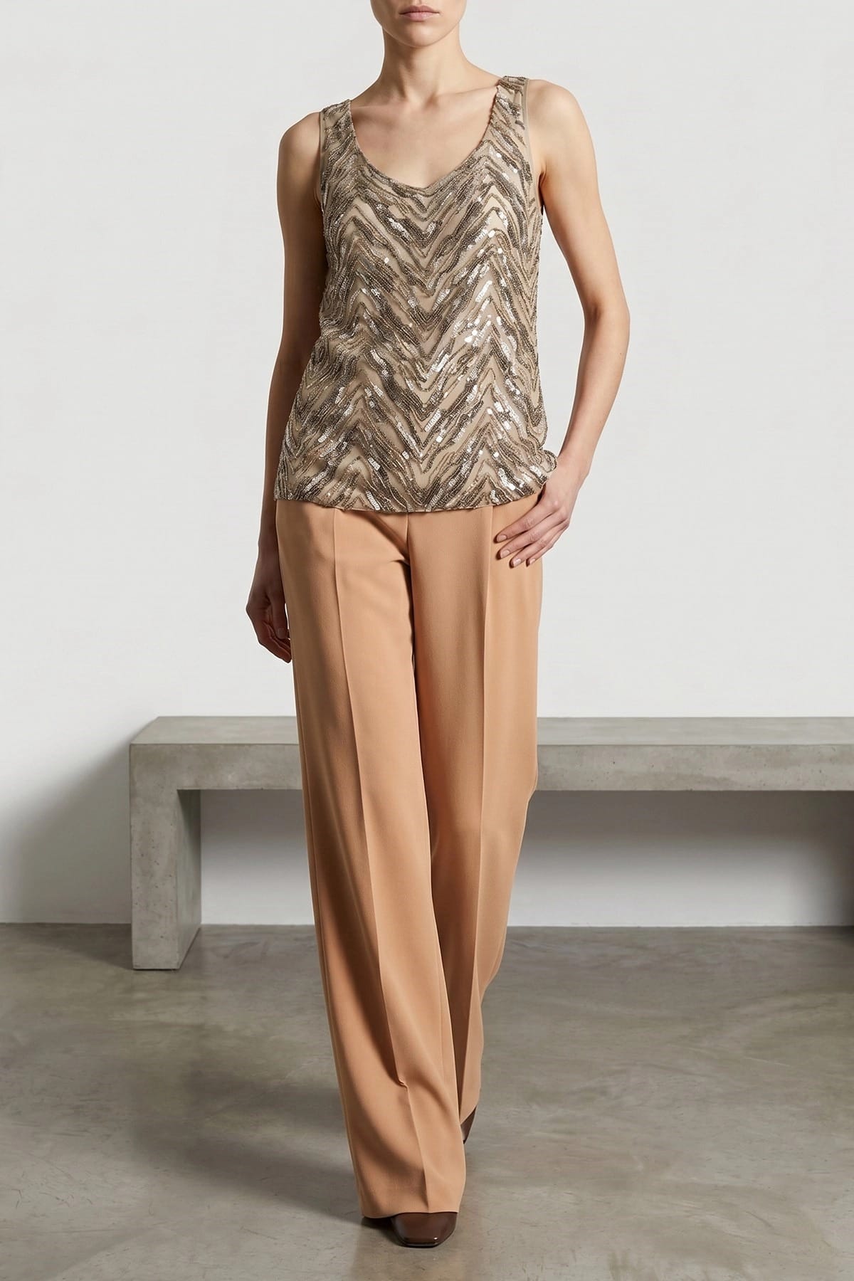 Brunello Cucinelli Dazzling Chevron Embroidery Top - alternate view