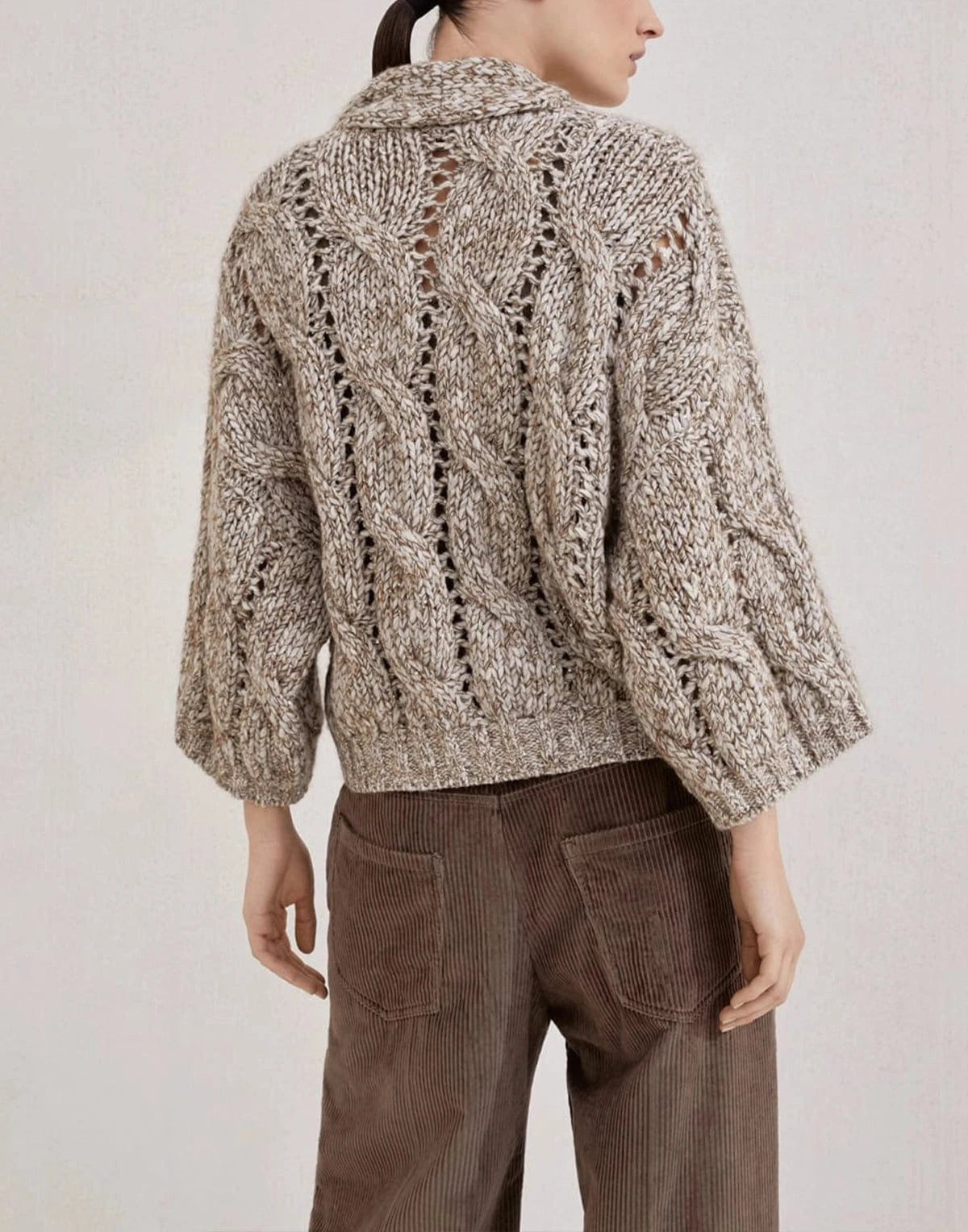 Brunello Cucinelli Dazzling Chiné Cable Knit Cardigan