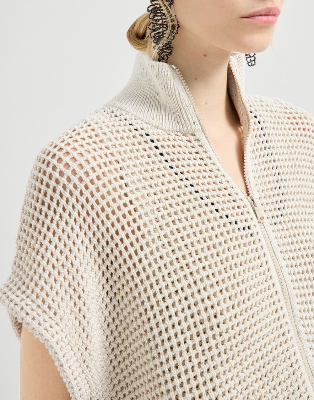 Brunello Cucinelli Dazzling Cotton Net Cardigan