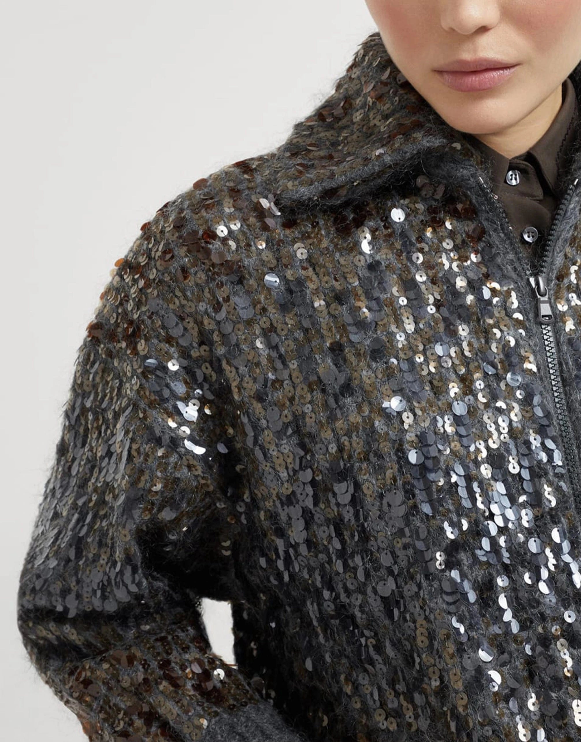 Brunello Cucinelli Dazzling Dégradé Embroidery Cardigan