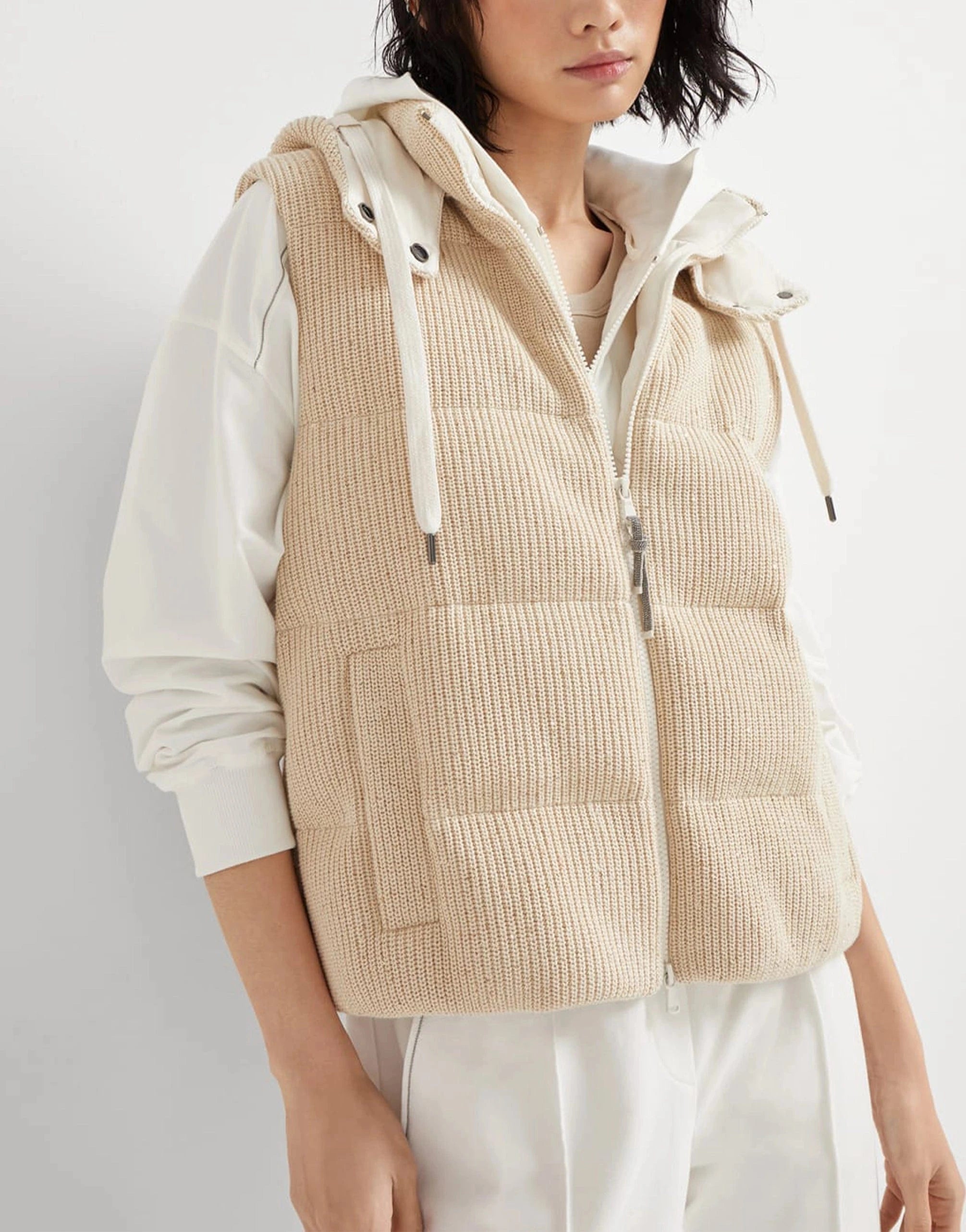 Brunello Cucinelli Dazzling English Rib Knit Down Vest
