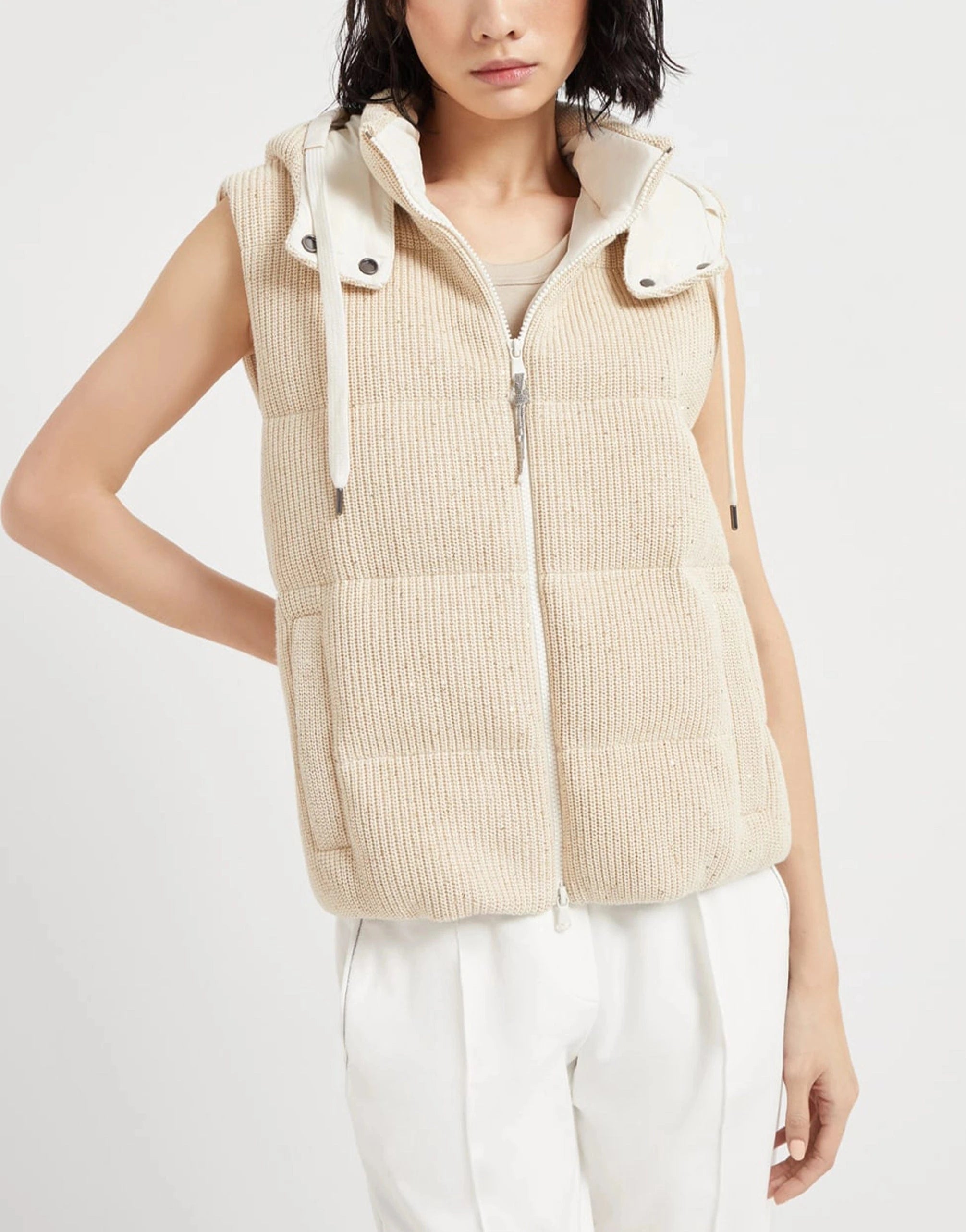 Brunello Cucinelli Dazzling English Rib Knit Down Vest