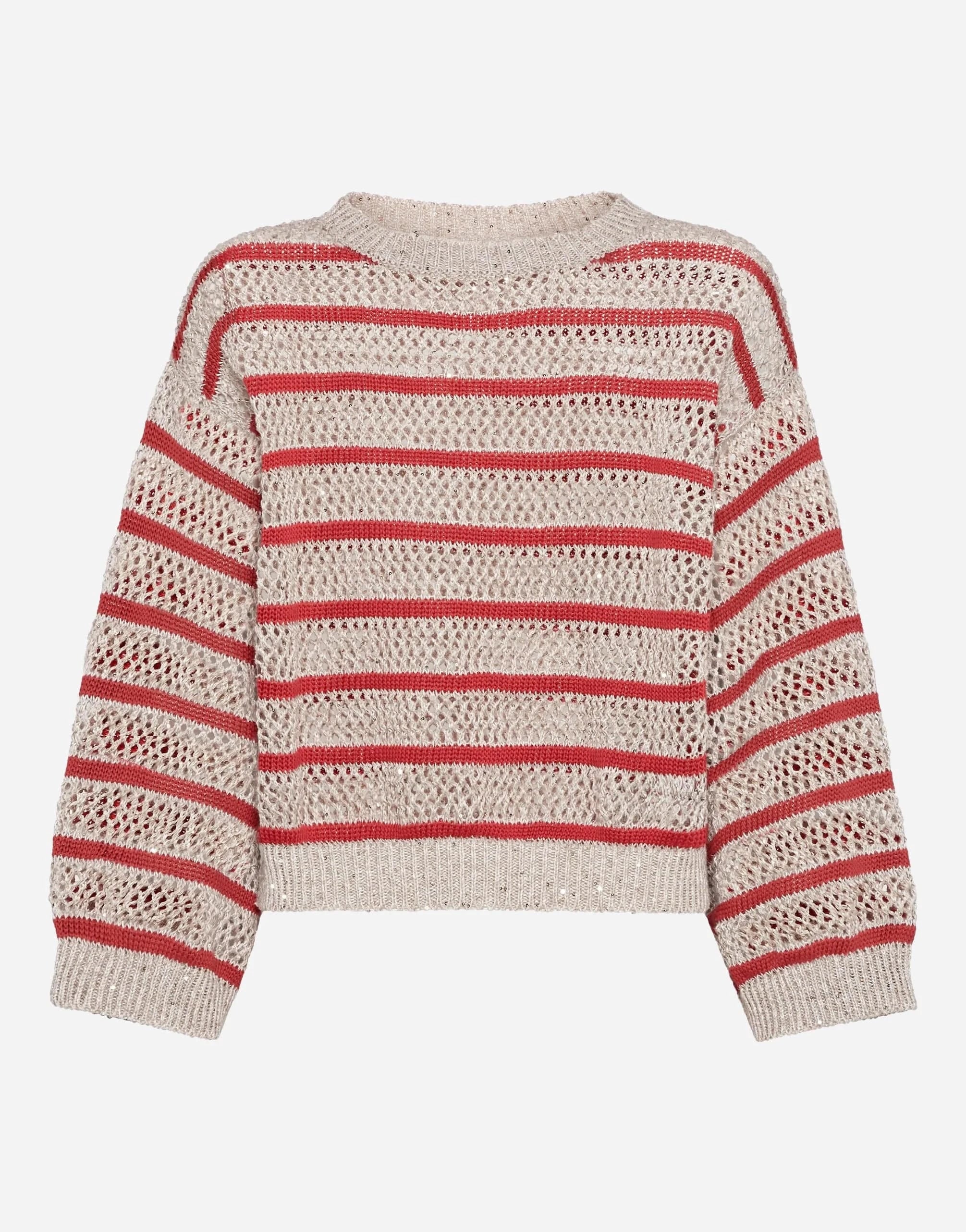 Brunello Cucinelli Dazzling Striped Net Sweater