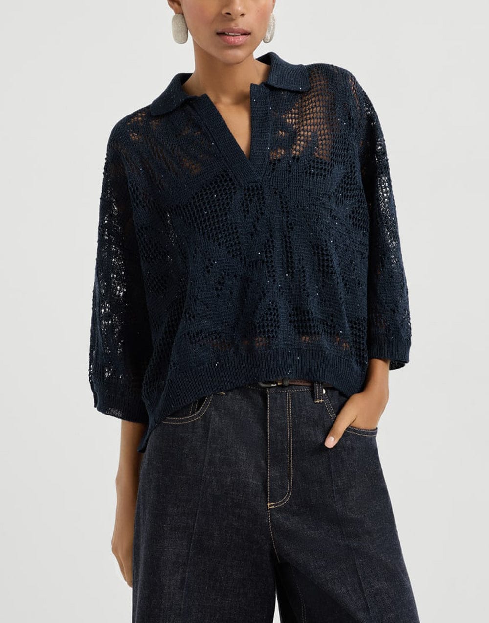 Brunello Cucinelli قميص بولو محيك بتصميم Dazzling Water Lillies