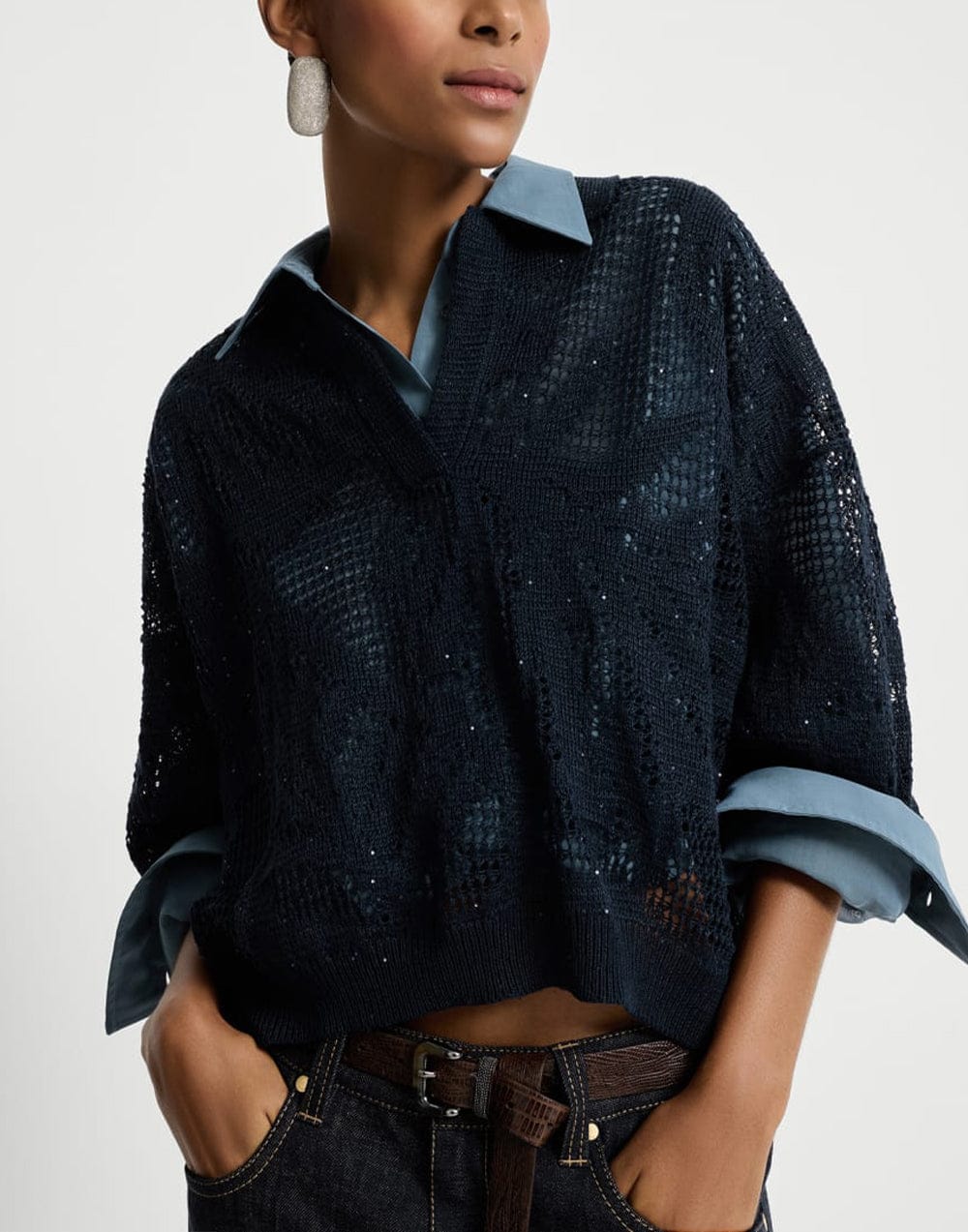 Brunello Cucinelli قميص بولو محيك بتصميم Dazzling Water Lillies