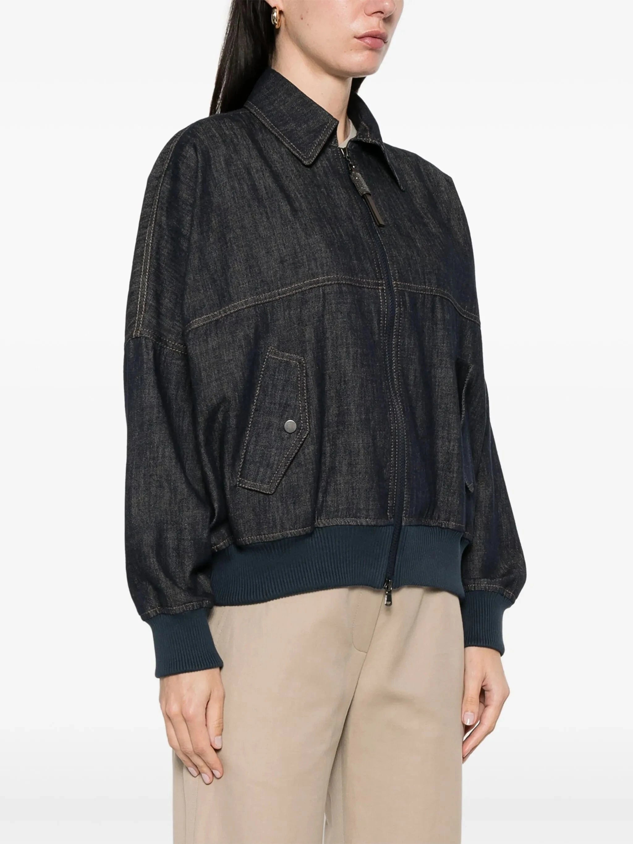 Brunello Cucinelli Denim Bomber Jacket