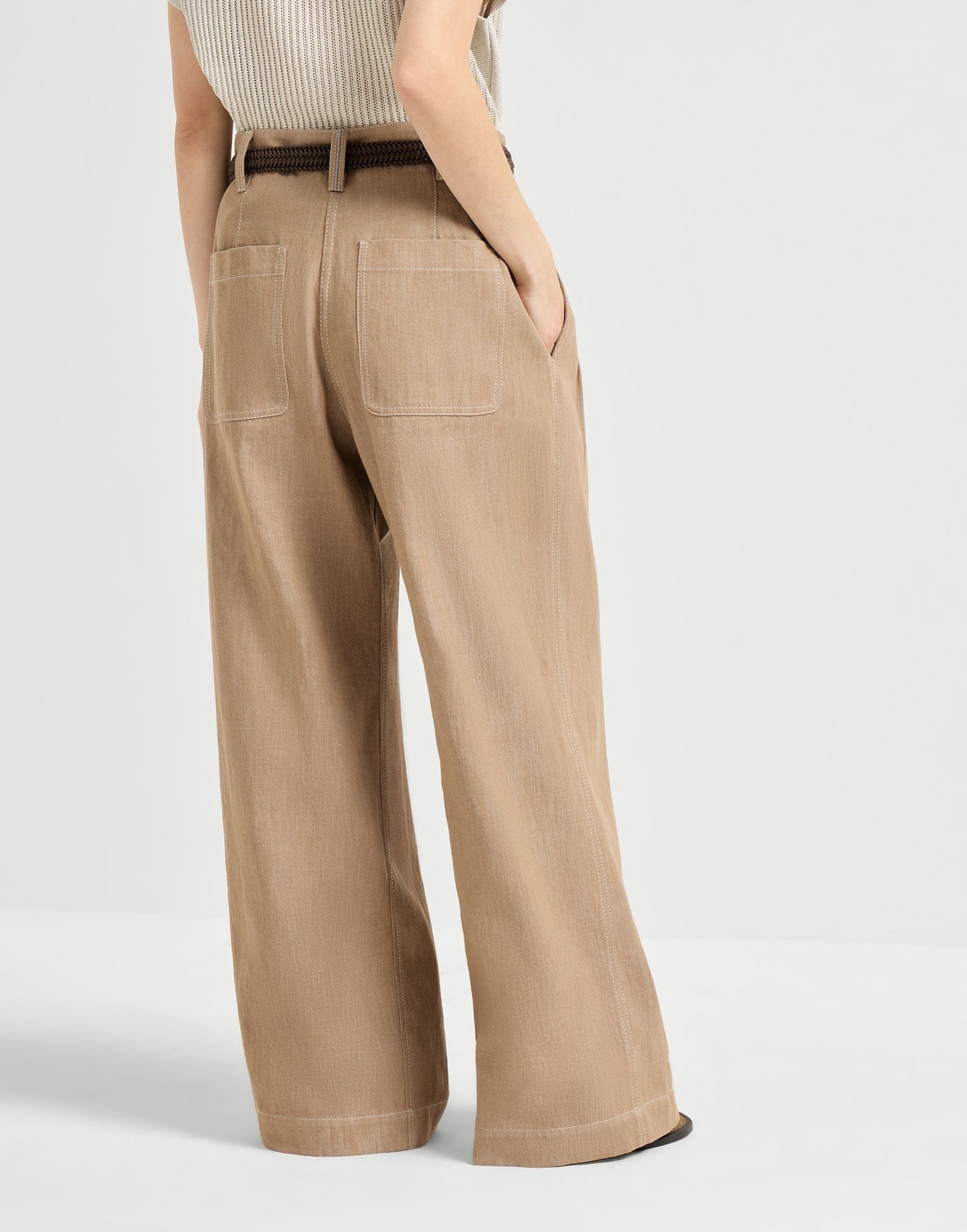 Brunello Cucinelli Denim-Effect Twill Wide Trousers