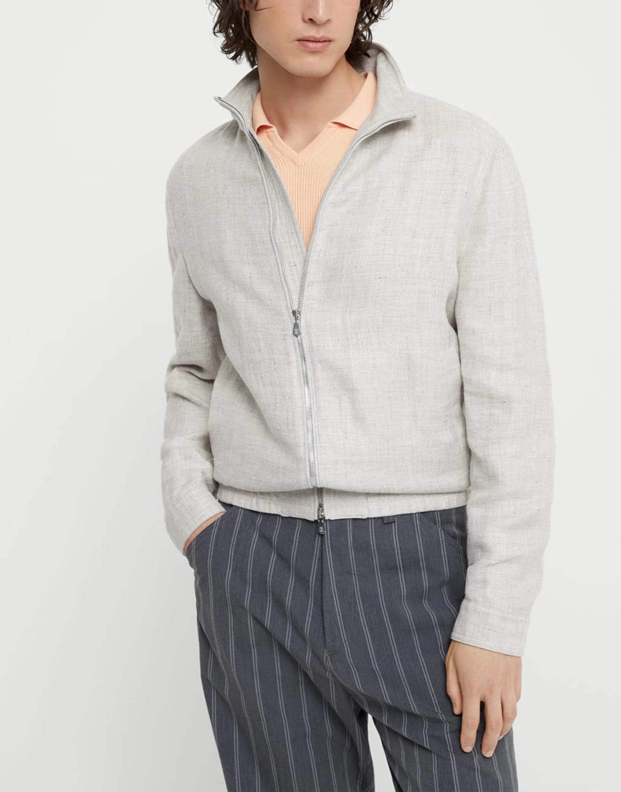 Brunello Cucinelli Diagonal Bomber Jacket