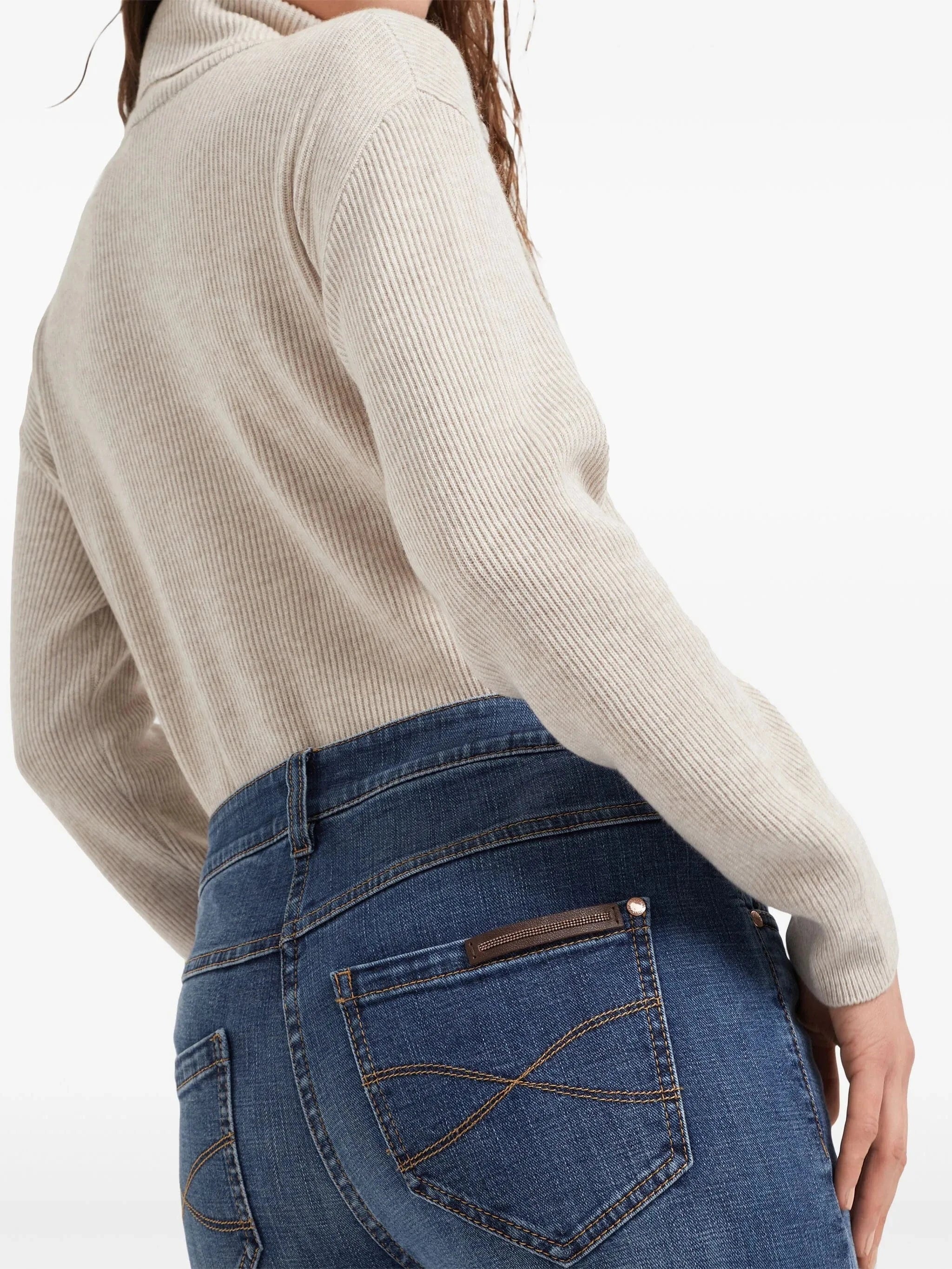 Brunello Cucinelli Distressed-Finish Shiny Tab Denim Jeans