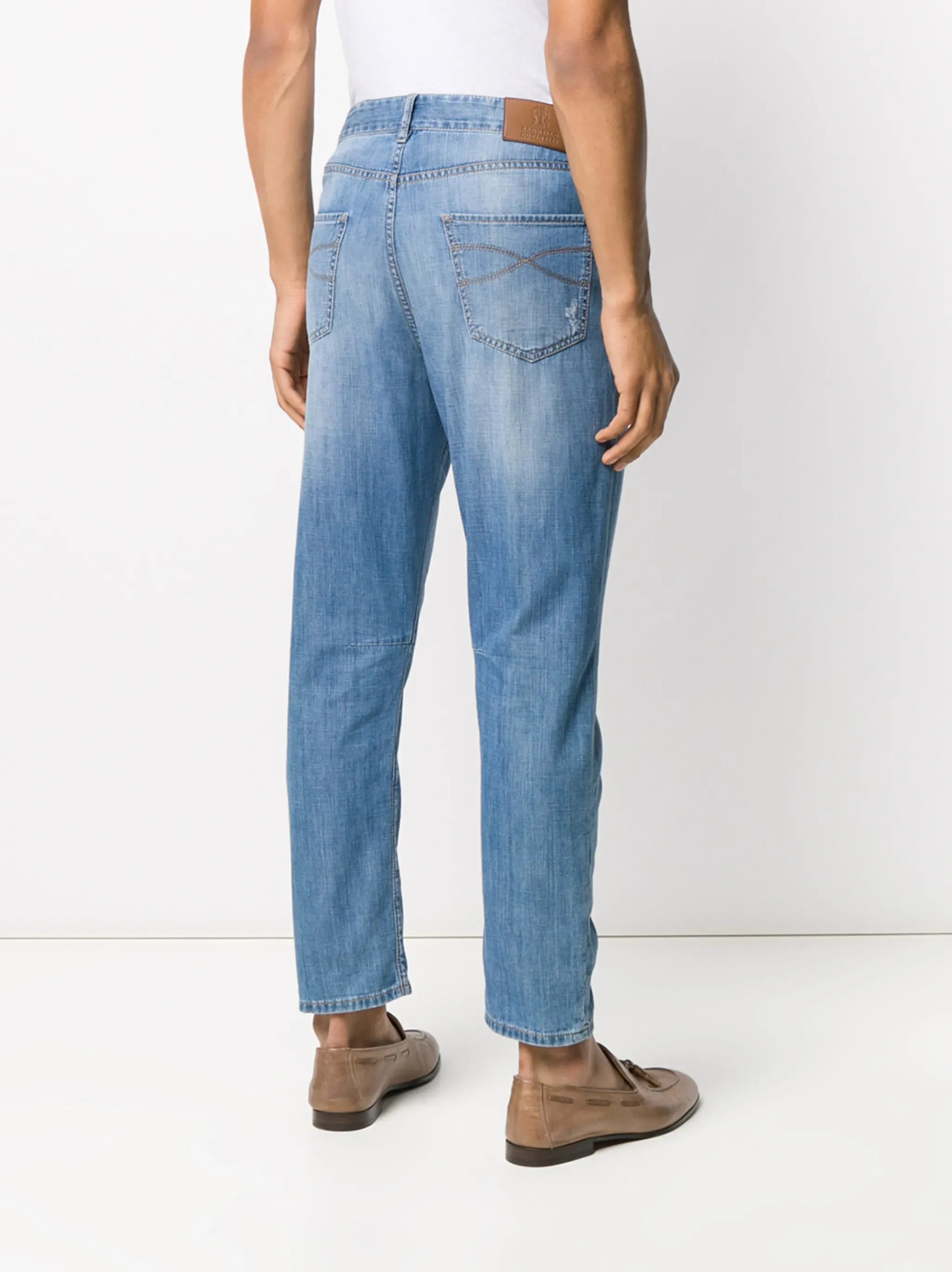 Brunello Cucinelli Distressed Straight-Leg Jeans
