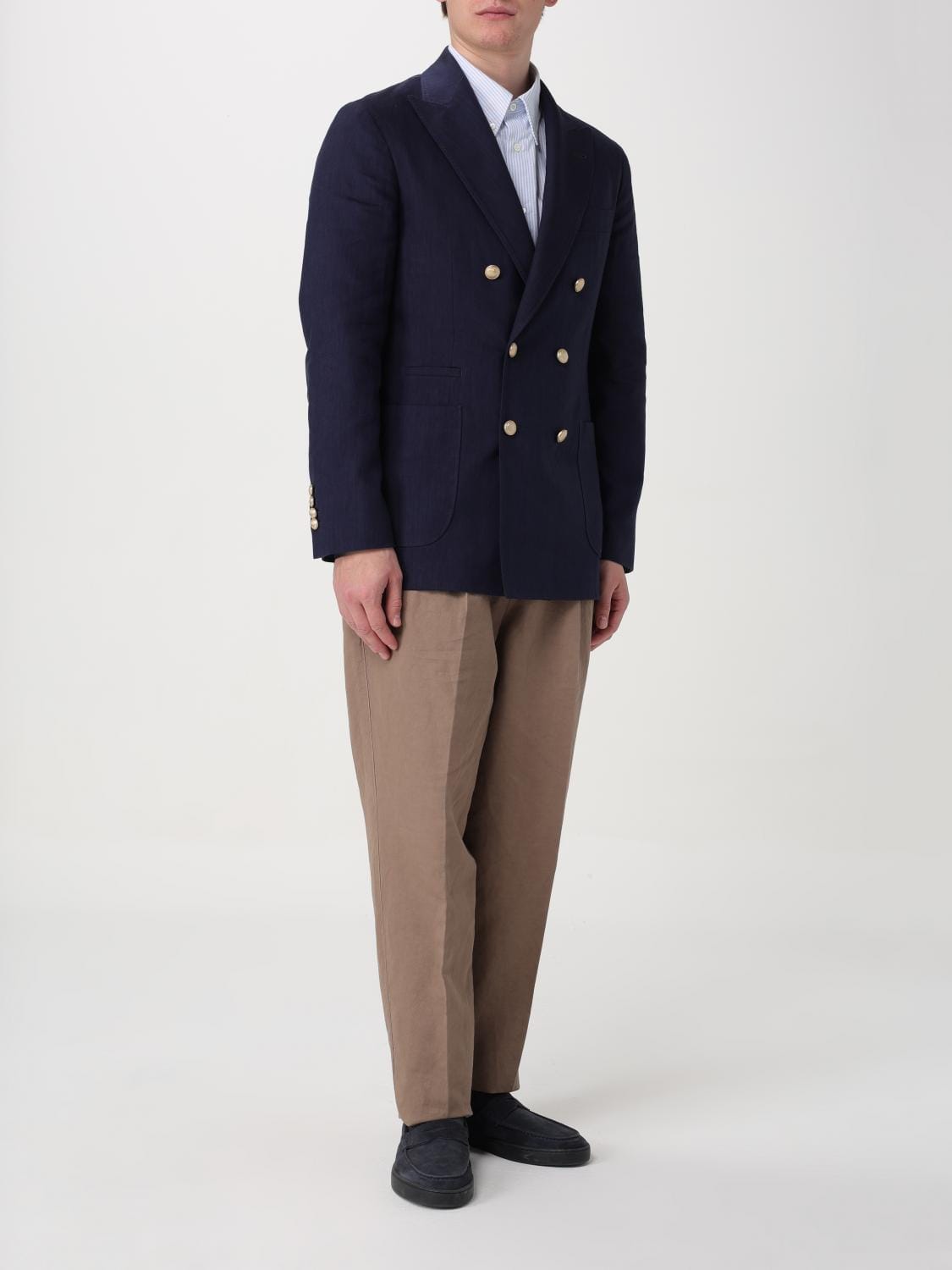 Brunello Cucinelli Double-Breasted Linen-Wool Blend Blazer