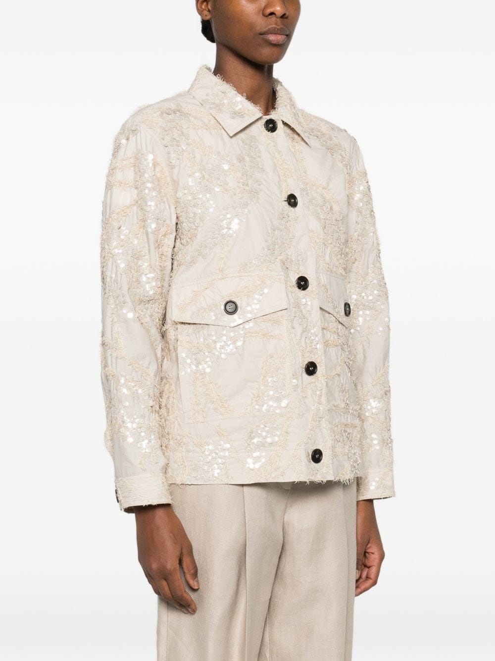 Brunello Cucinelli Embroidered Techno Poplin Cotton Jacket