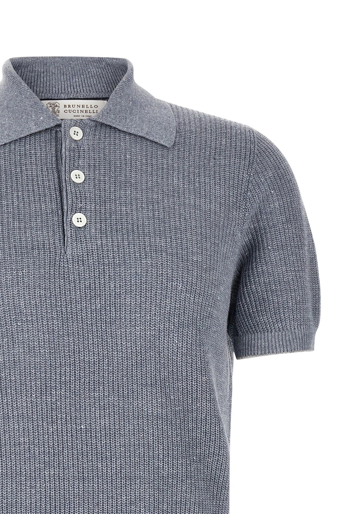 Brunello Cucinelli English Half-Ribbed Polo Shirt