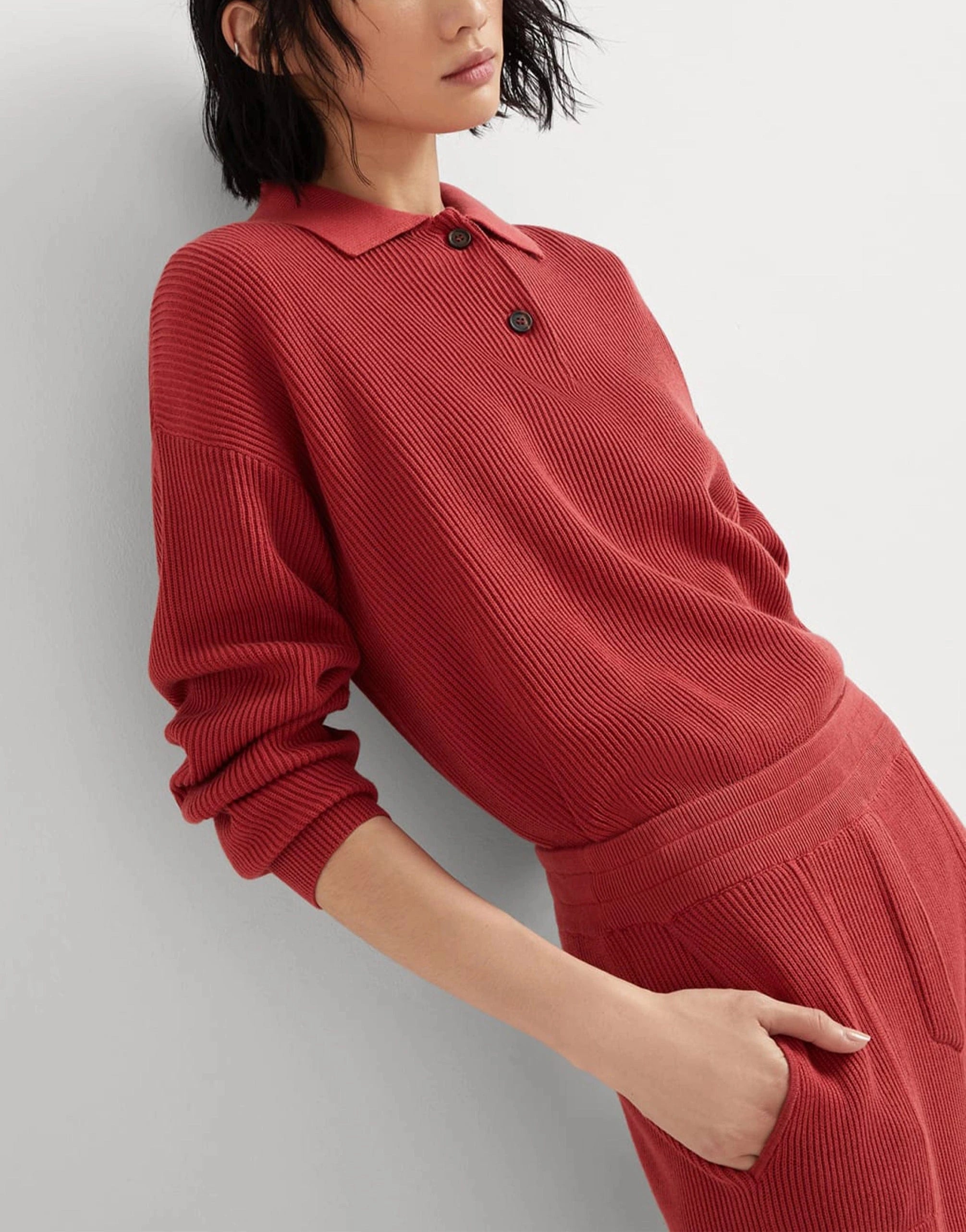 Brunello Cucinelli English Rib Knit Monili-Trim Polo Shirt