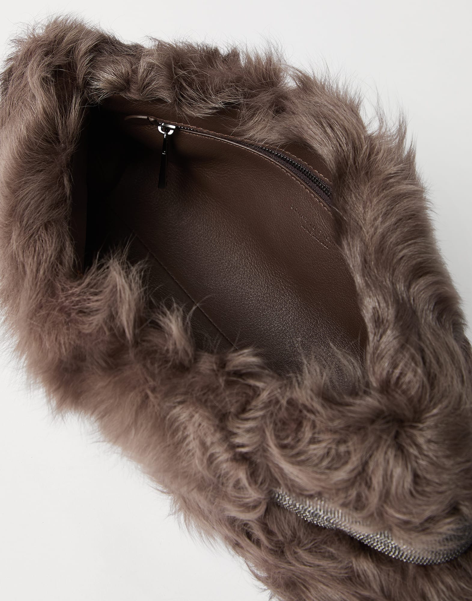 Brunello Cucinelli Essence Pouch Shearling Bag