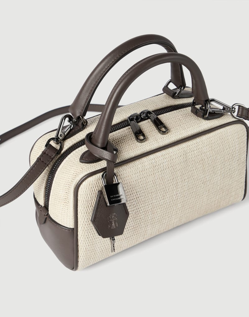 Brunello Cucinelli Explorer Raffia Small Boston Bag
