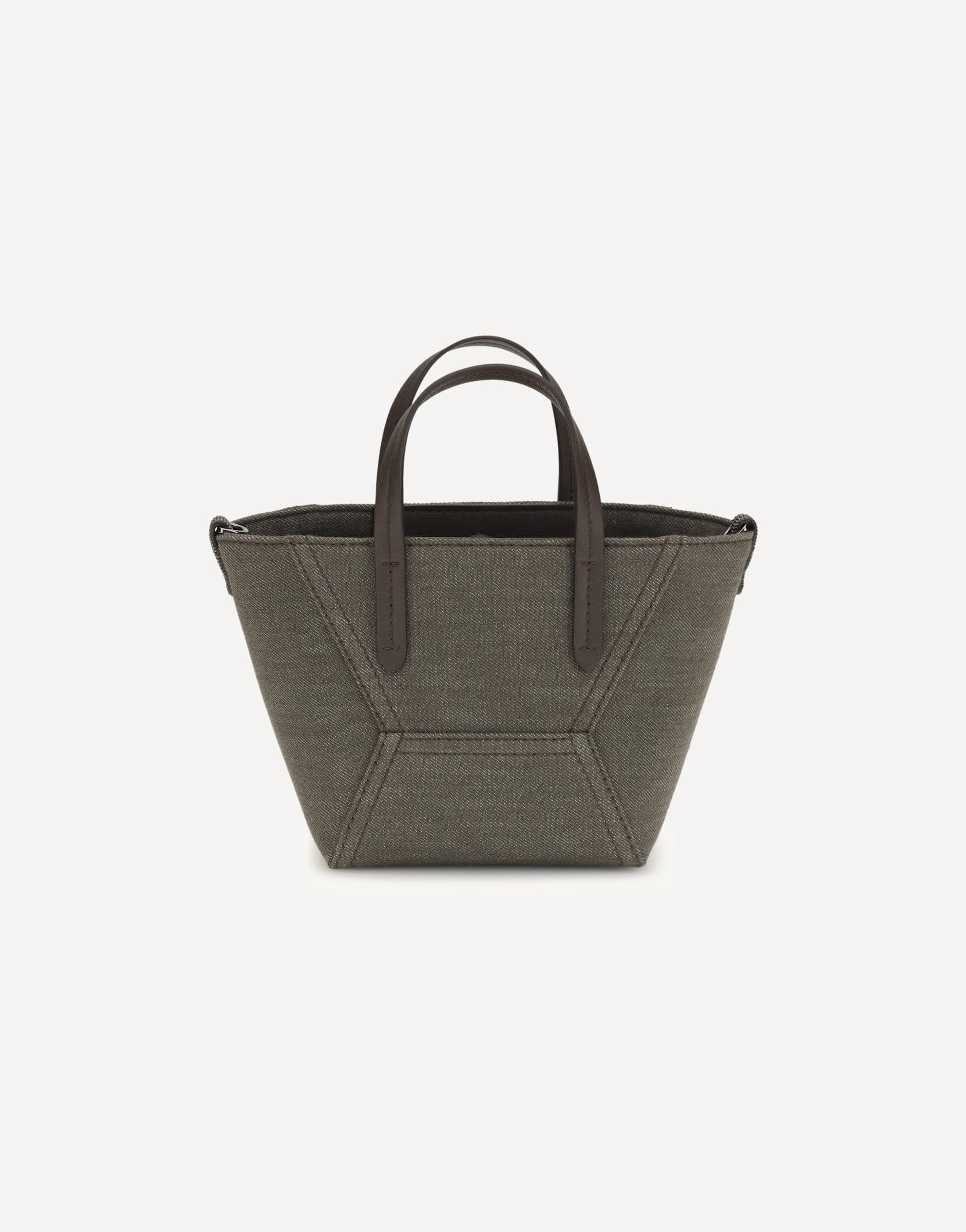 Brunello Cucinelli Fabric Shoulder Bag With Leather Handles