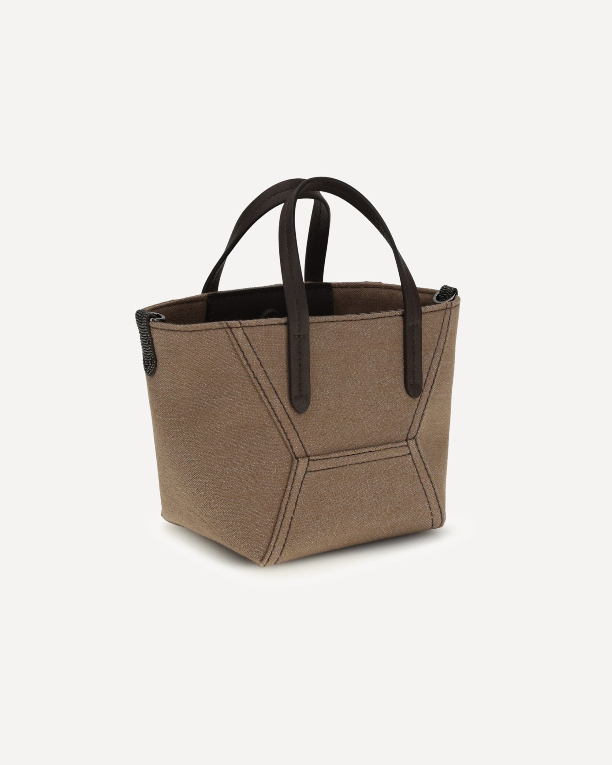 Brunello Cucinelli Fabric Tote Bag With Leather Handles