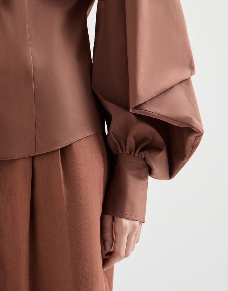 Brunello Cucinelli Firebrick Cotton Poplin Monili Shirt