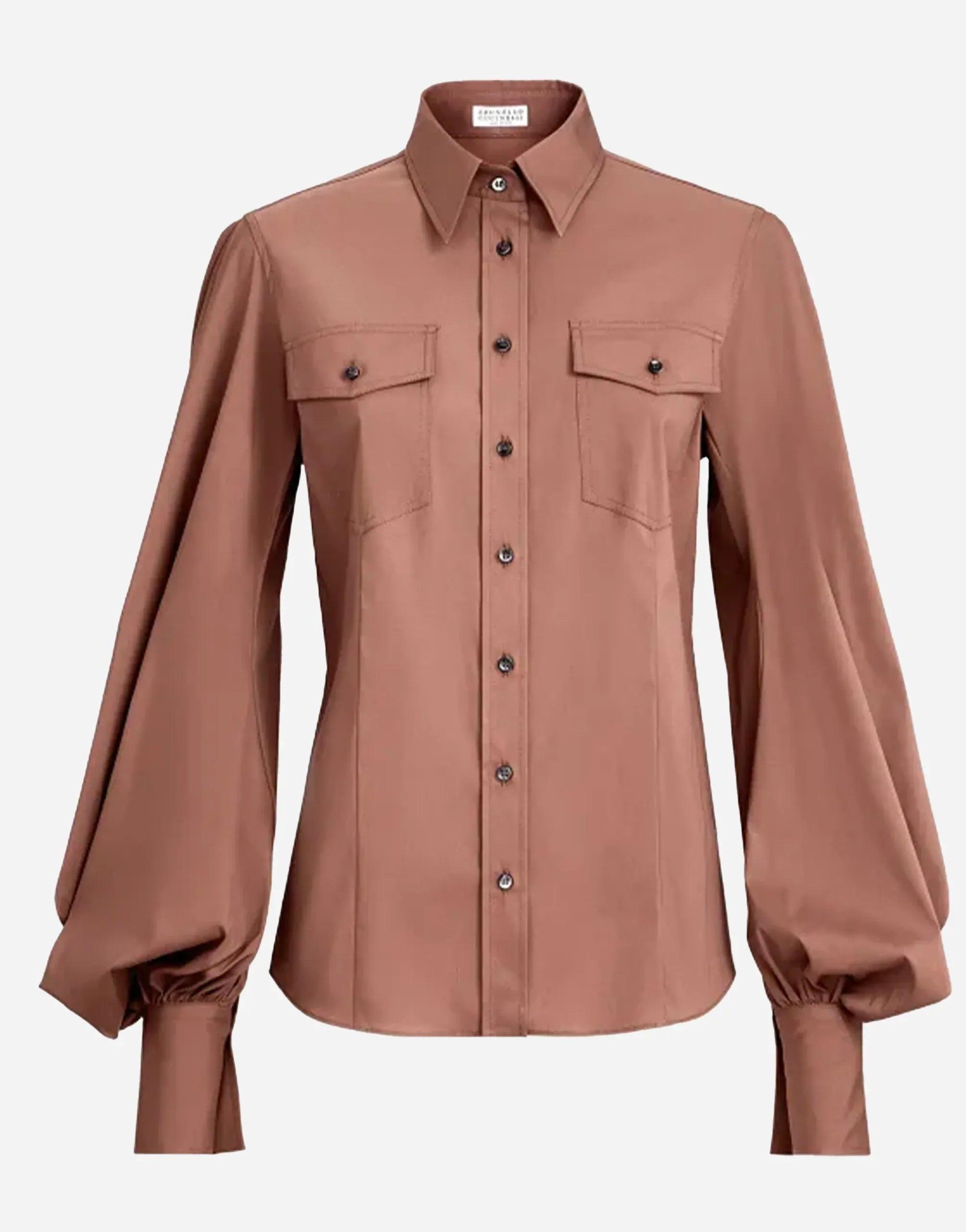 Brunello Cucinelli Firebrick Cotton Poplin Monili Shirt