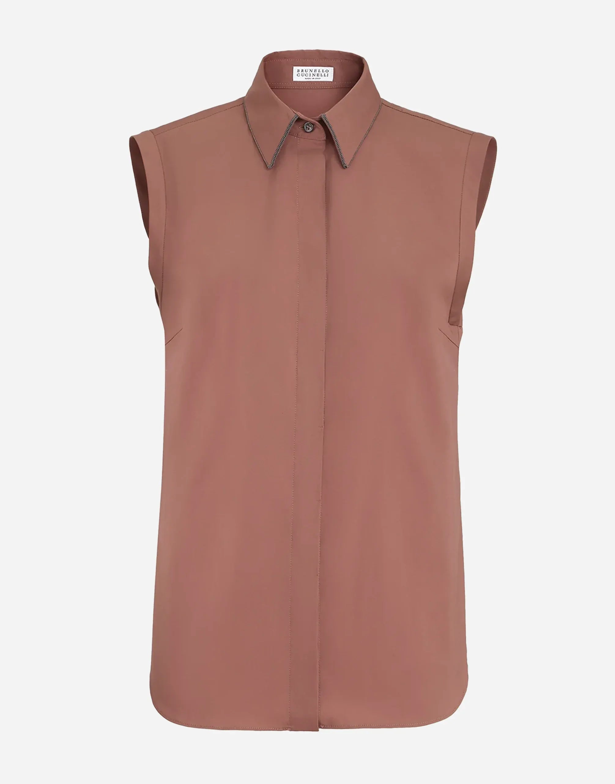 Brunello Cucinelli Firebrick Cotton Poplin Sleeveless Shirt