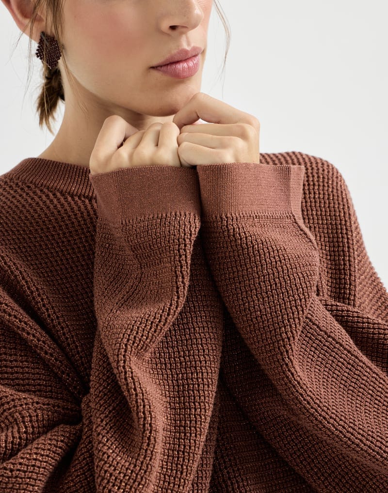 Brunello Cucinelli Firebrick Cotton Sparkling Net Sweater