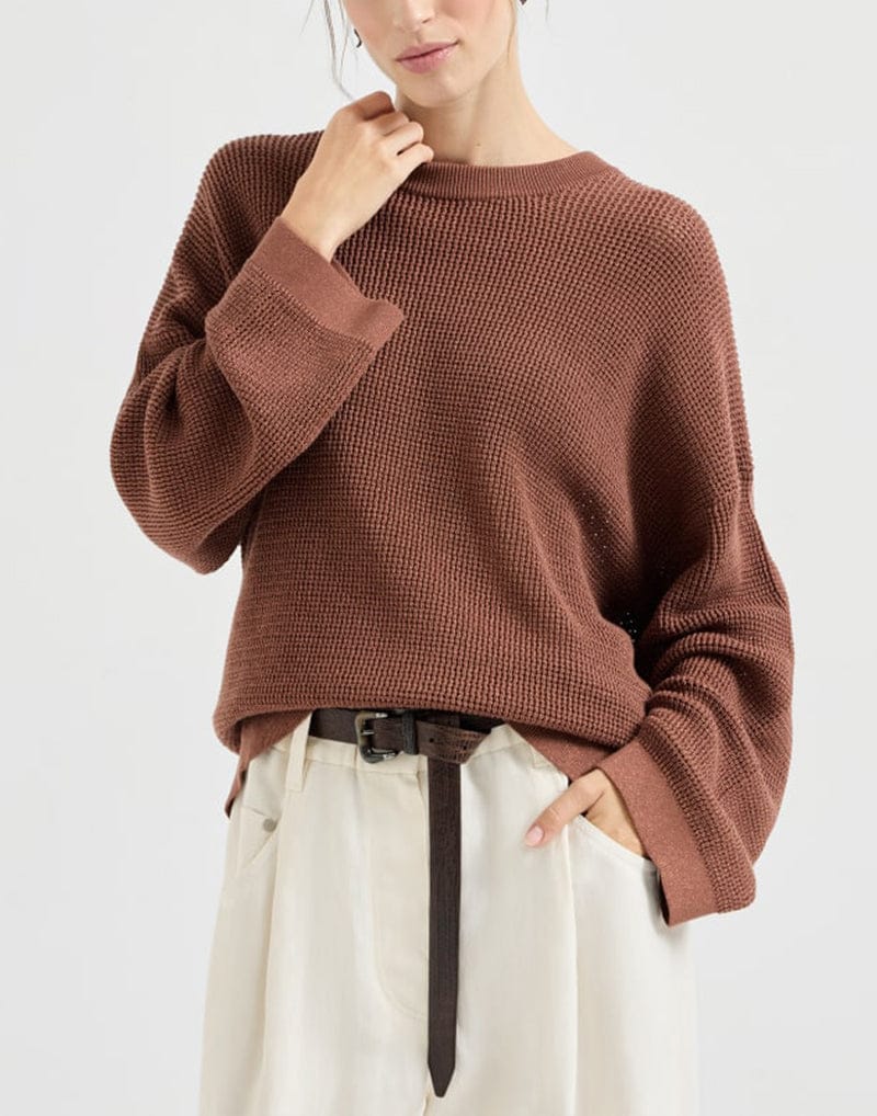Brunello Cucinelli Firebrick Cotton Sparkling Net Sweater