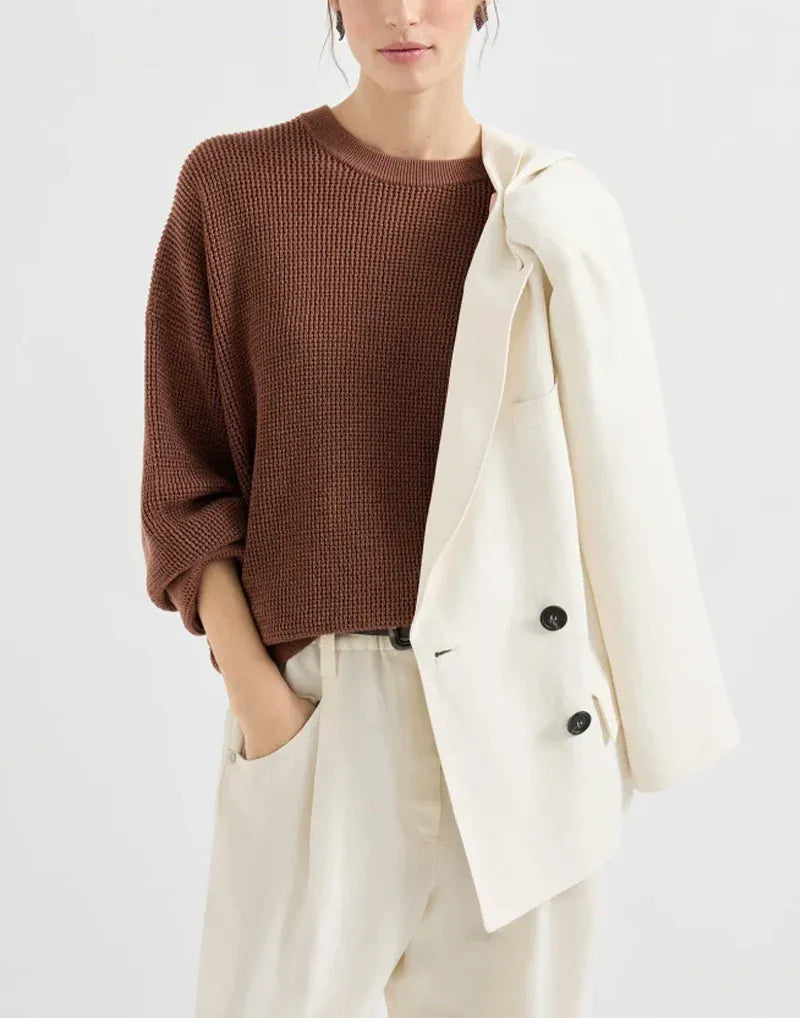 Brunello Cucinelli Firebrick Cotton Sparkling Net Sweater