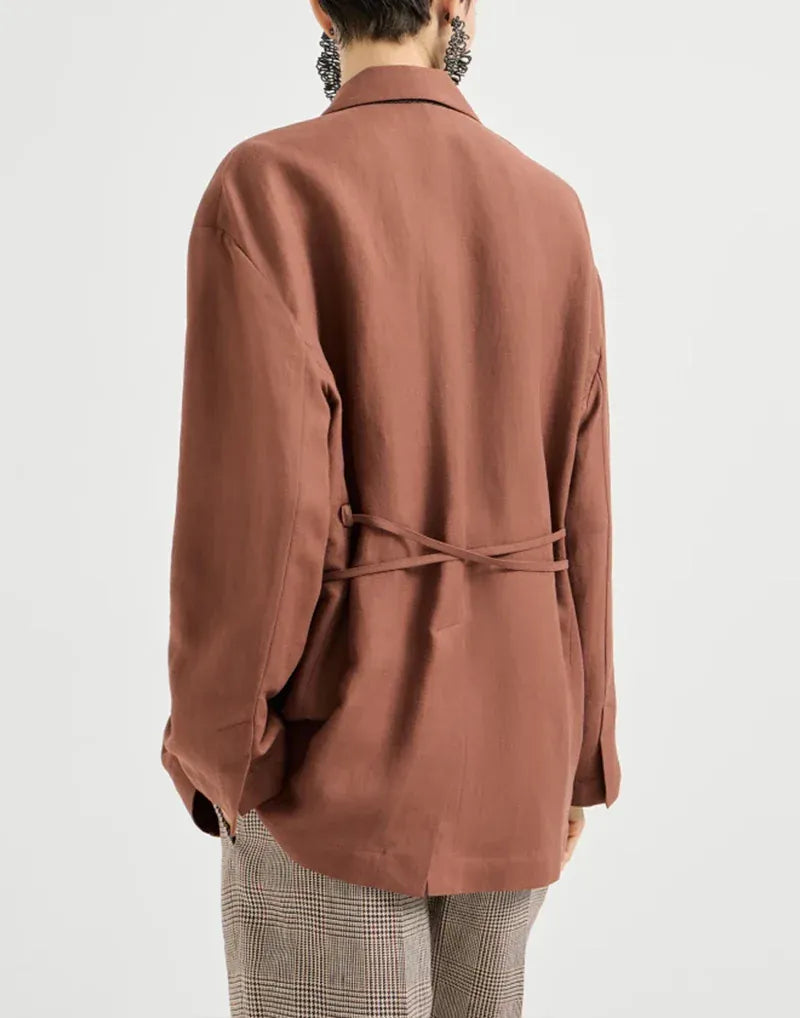 Brunello Cucinelli Firebrick Fluid Twill Monili Blazer