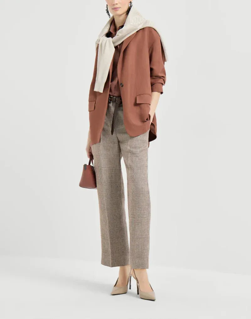 Brunello Cucinelli Firebrick Fluid Twill Monili Blazer