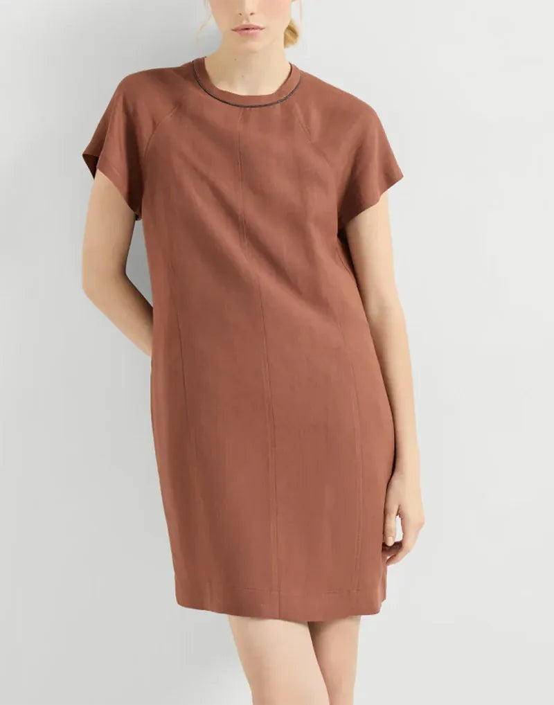 Brunello Cucinelli Firebrick Fluid Twill T-Shirt Dress