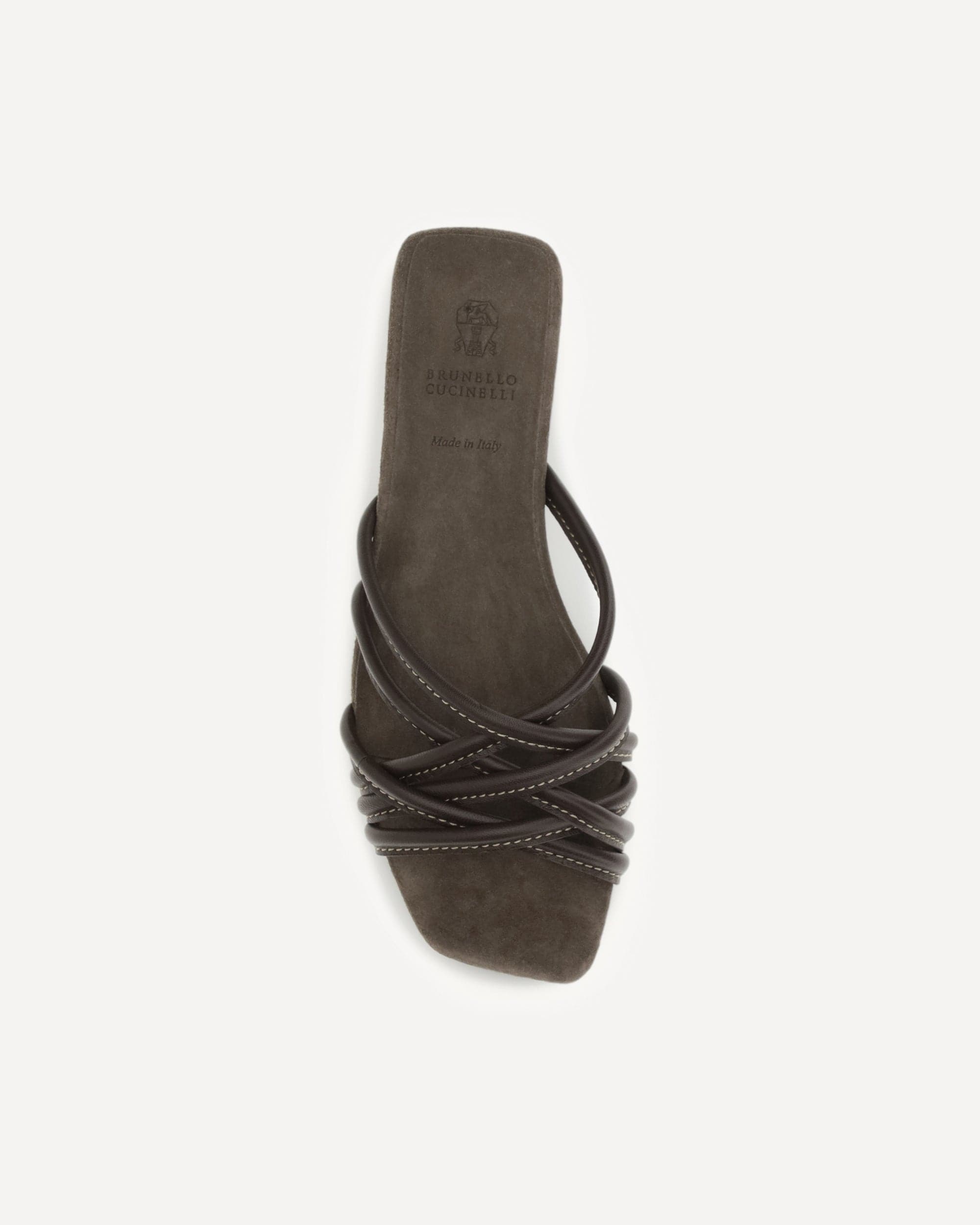 Brunello Cucinelli Flat Leather Sandals With Interlaced Straps