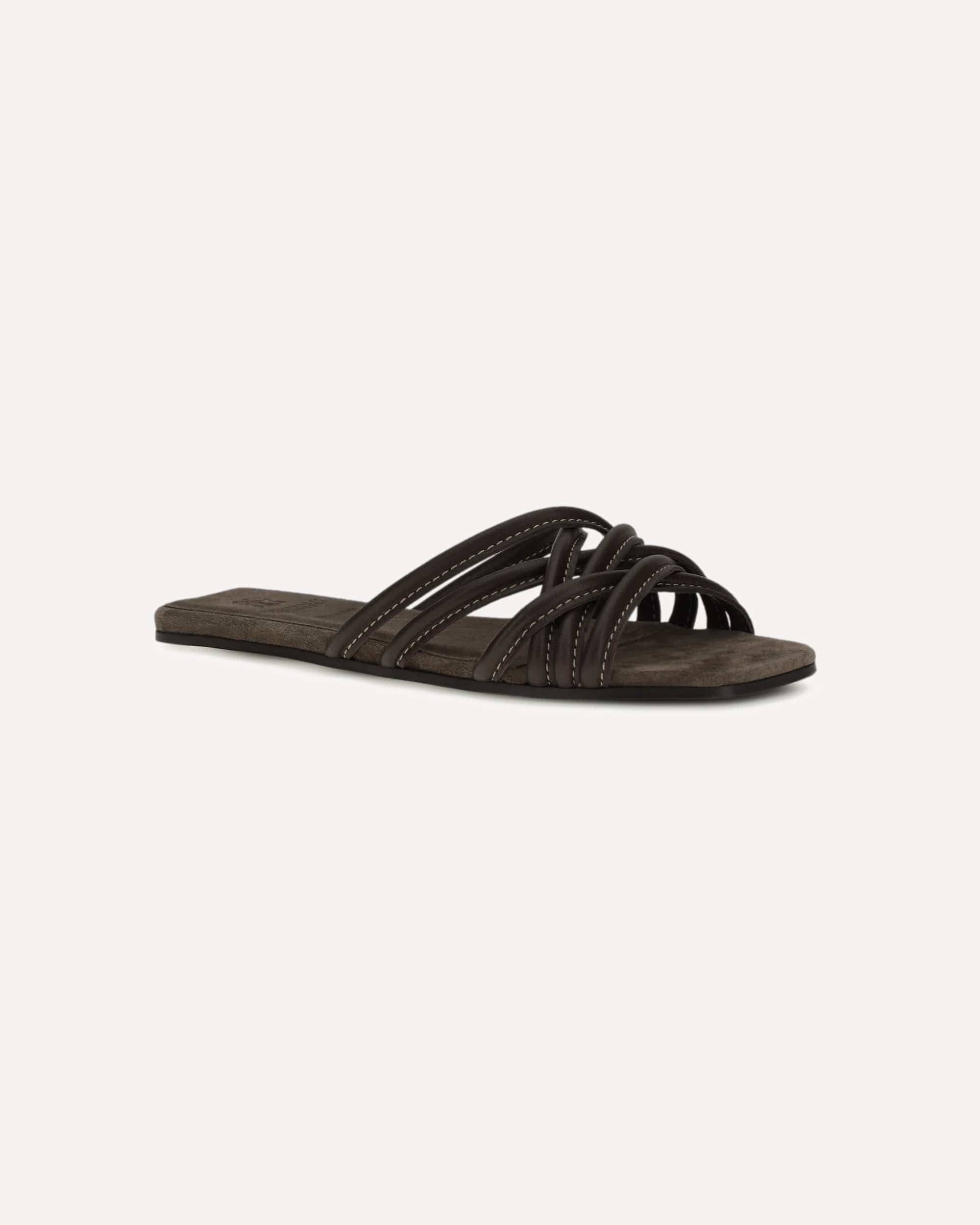Flache Ledersandalen mit verflochtenen Riemen - alternate view