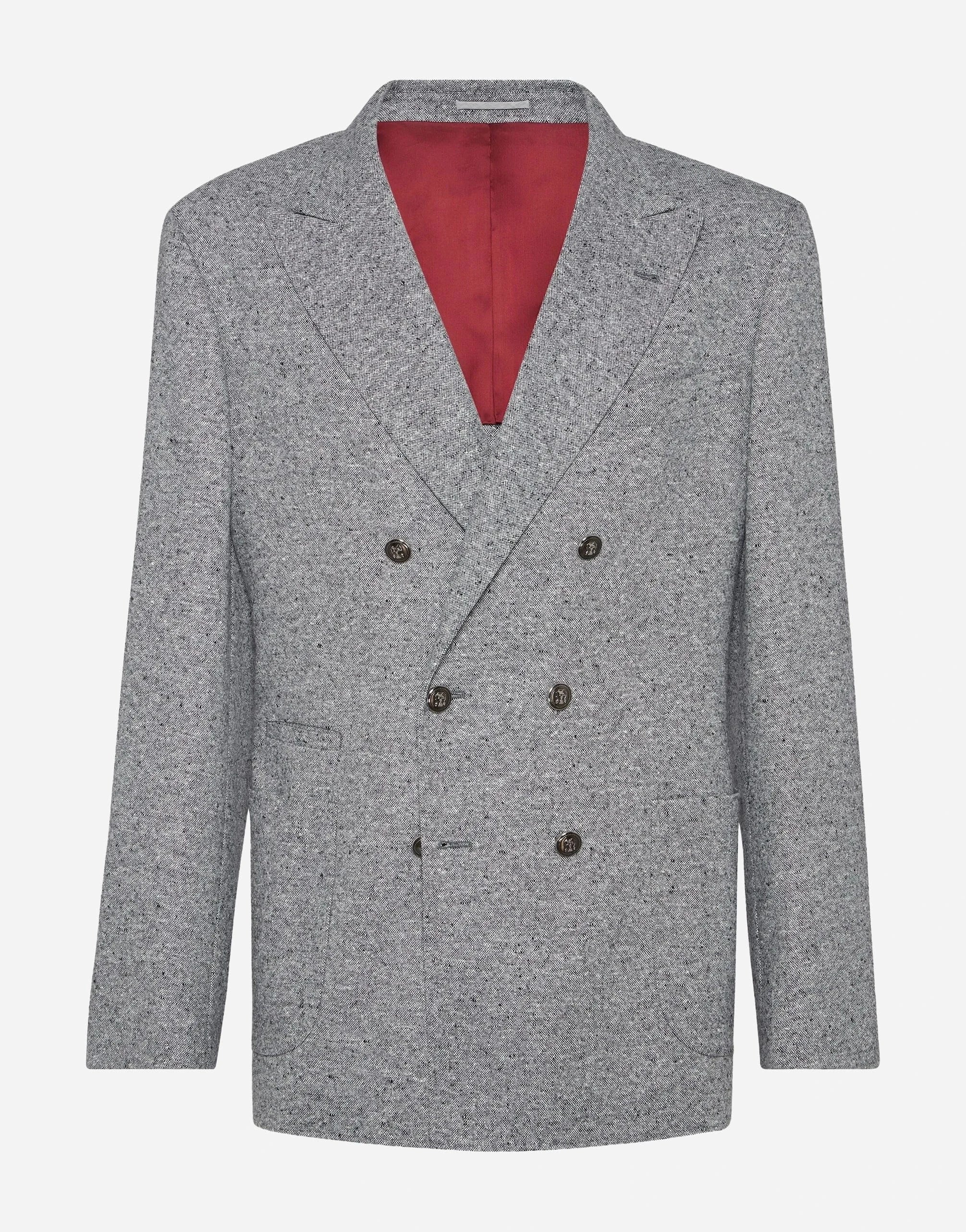 Brunello Cucinelli Flecked Grisaille Double-Breasted Blazer