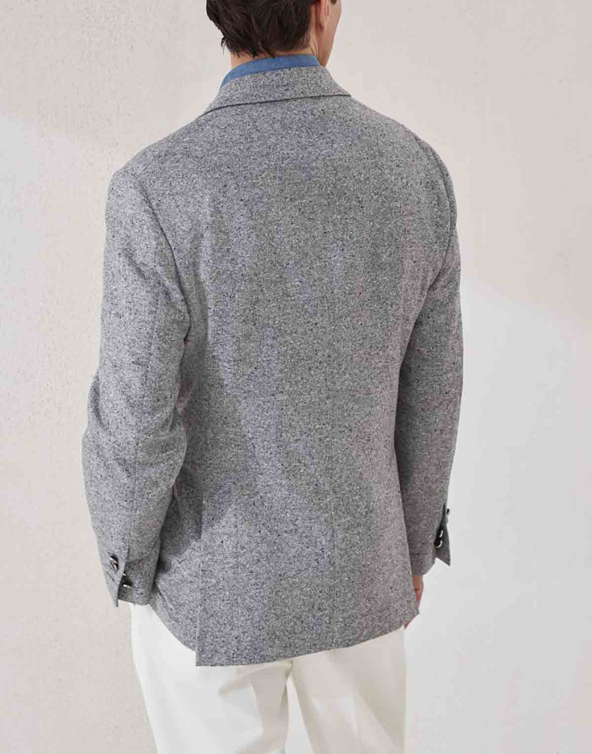 Brunello Cucinelli Flecked Grisaille Double-Breasted Blazer