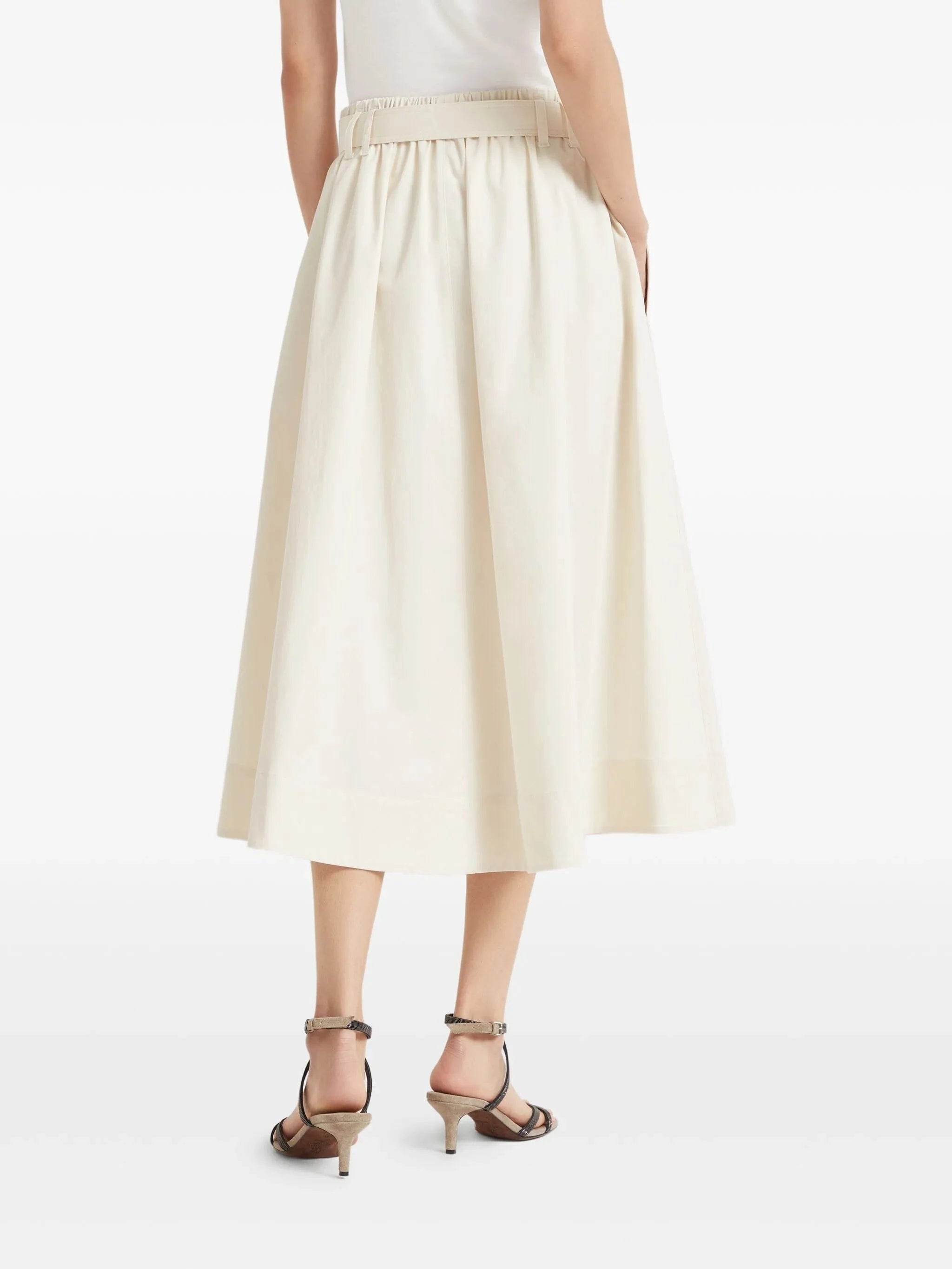 Brunello Cucinelli Gabardine Belted Circle Skirt