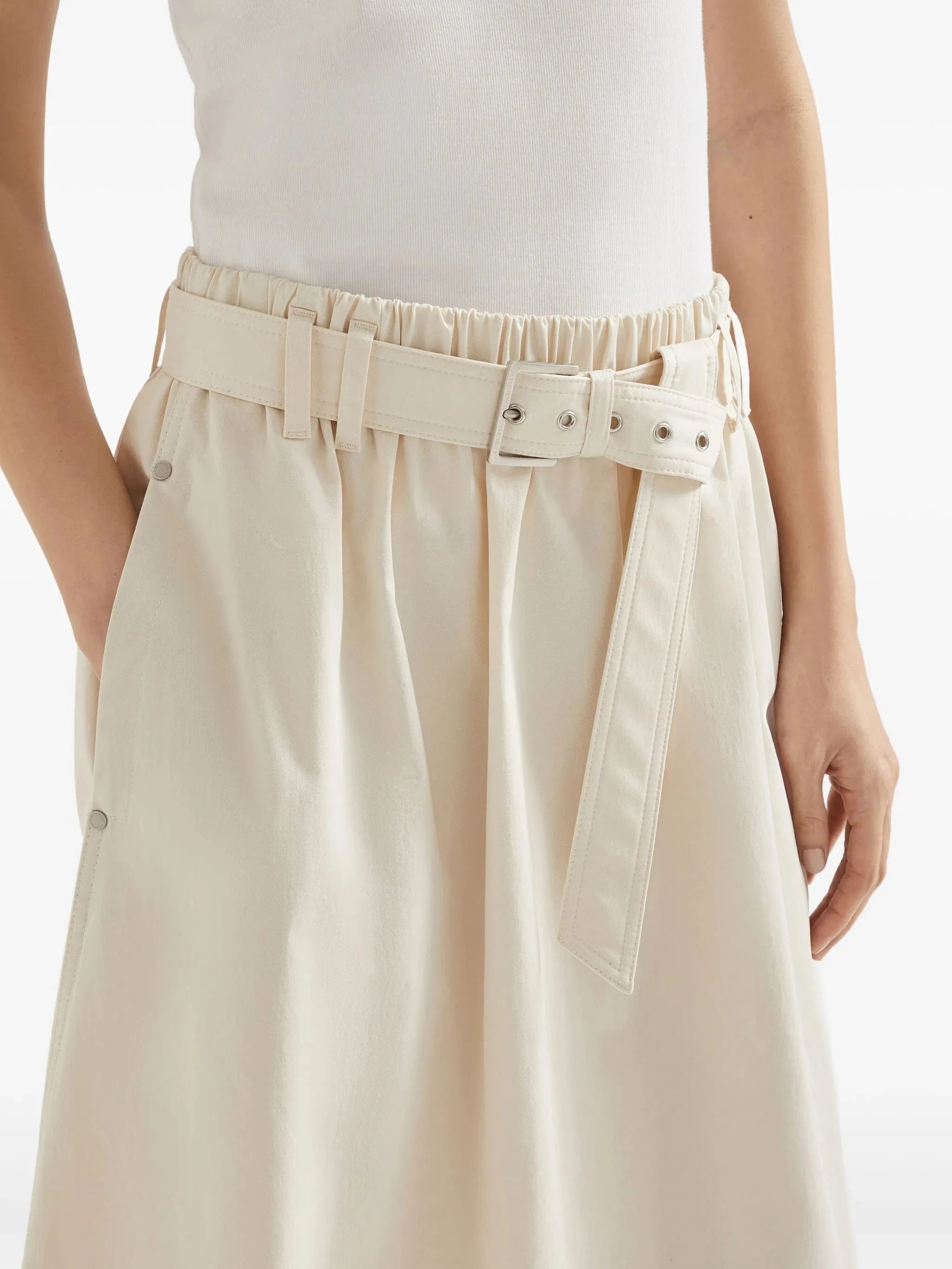 Brunello Cucinelli Gabardine Belted Circle Skirt