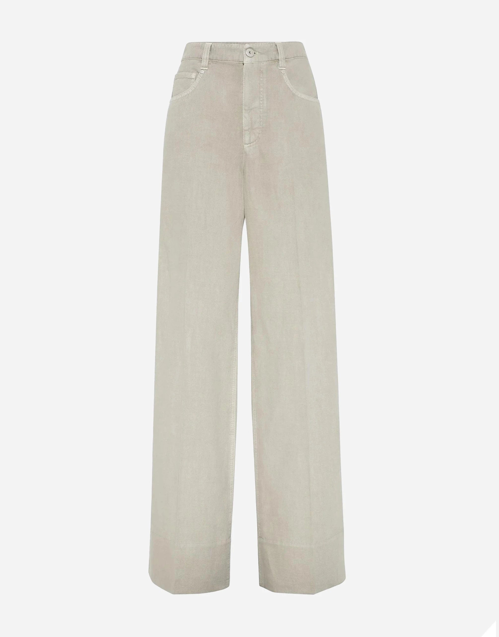 Brunello Cucinelli Garment-Dyed Monili Wide-Leg Jeans