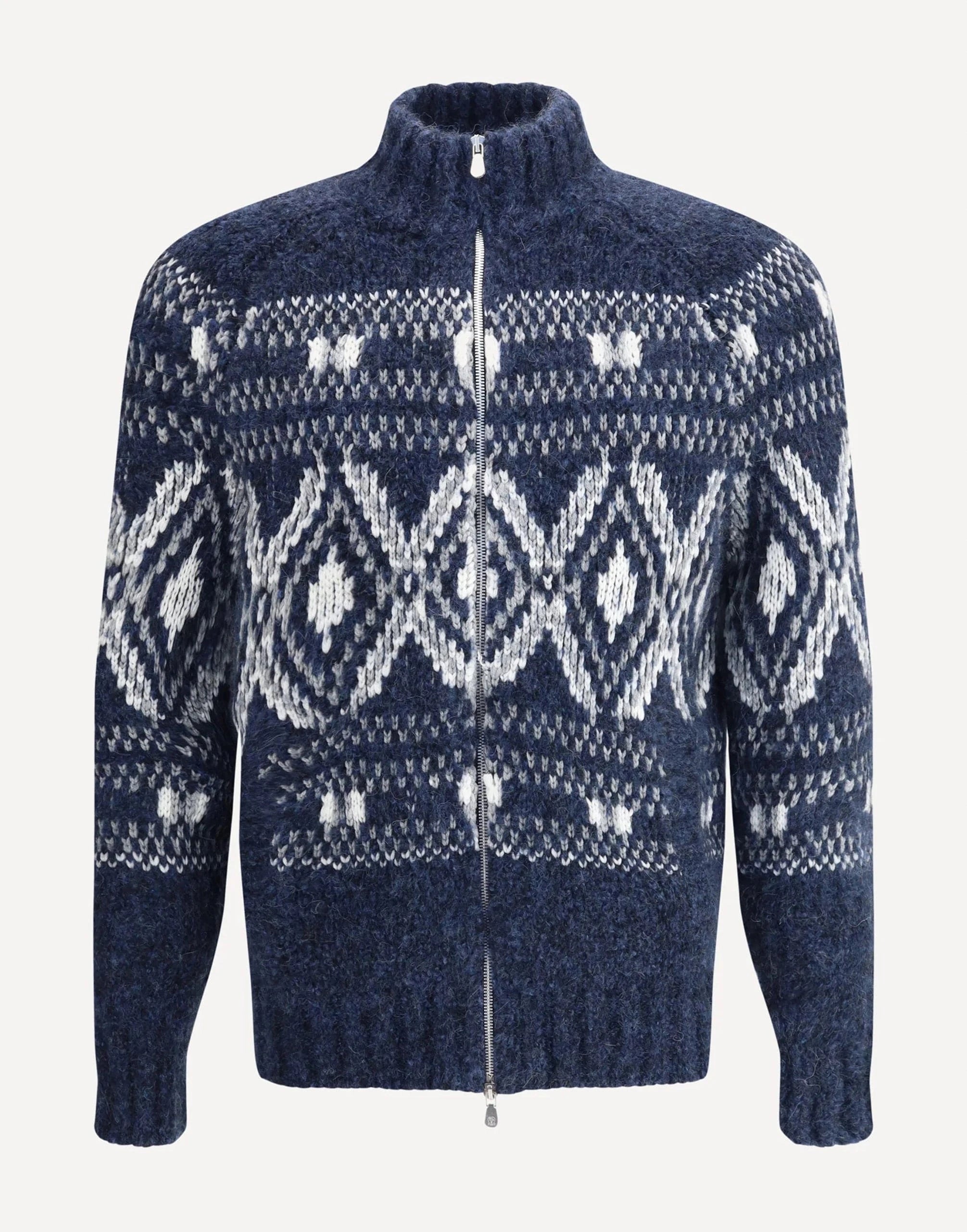 Brunello Cucinelli Geometric Jacquard Zip-Up Cardigan