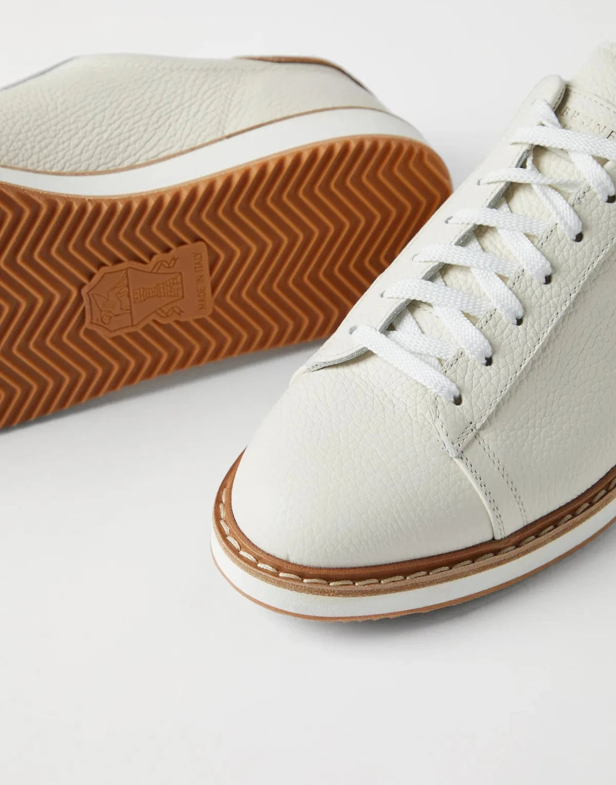 Brunello Cucinelli Grained Leather Low-Top Sneakers