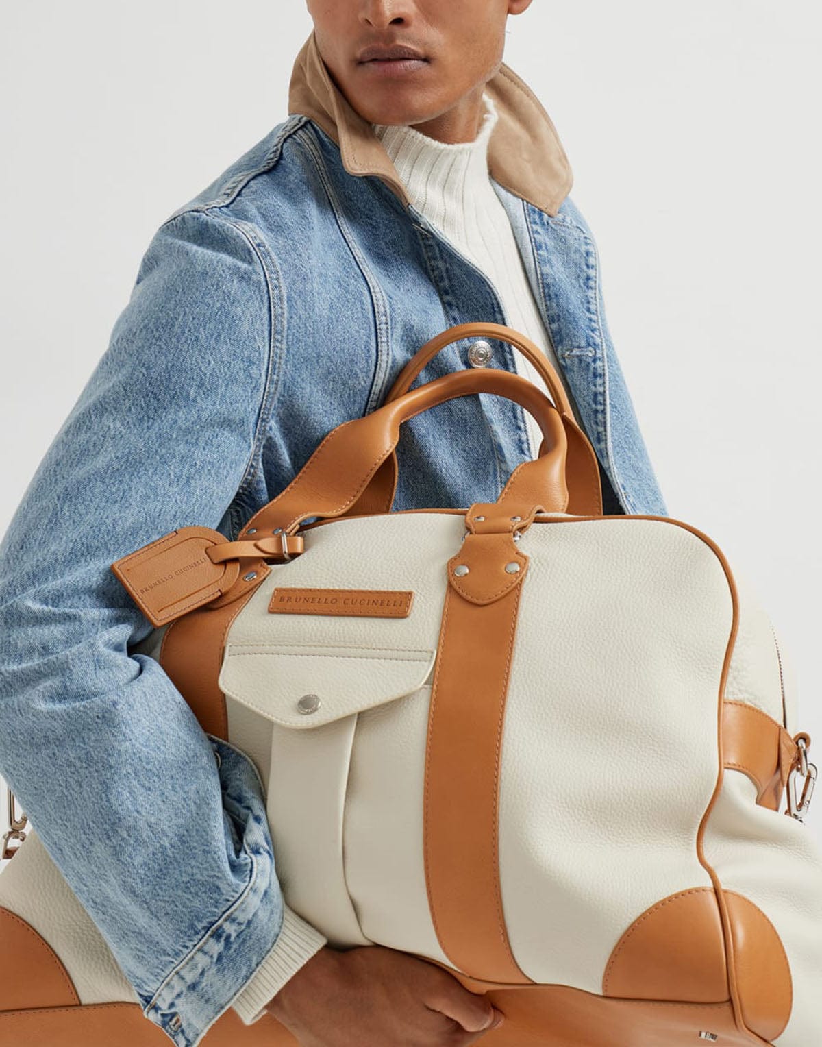 Brunello Cucinelli Grained Leather Street Duffel Bag