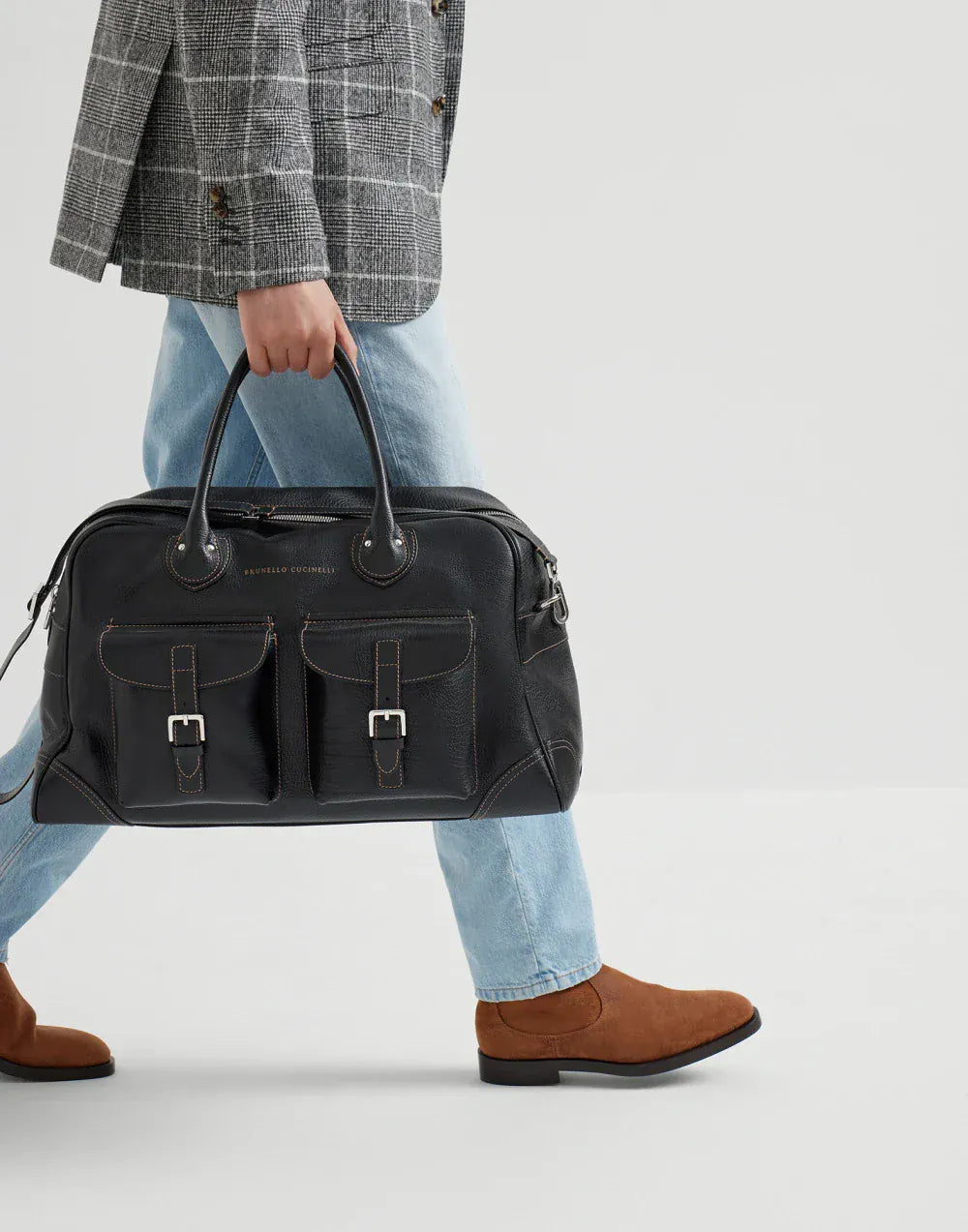 Brunello Cucinelli Grained Leather Weekender Bag - alternate view